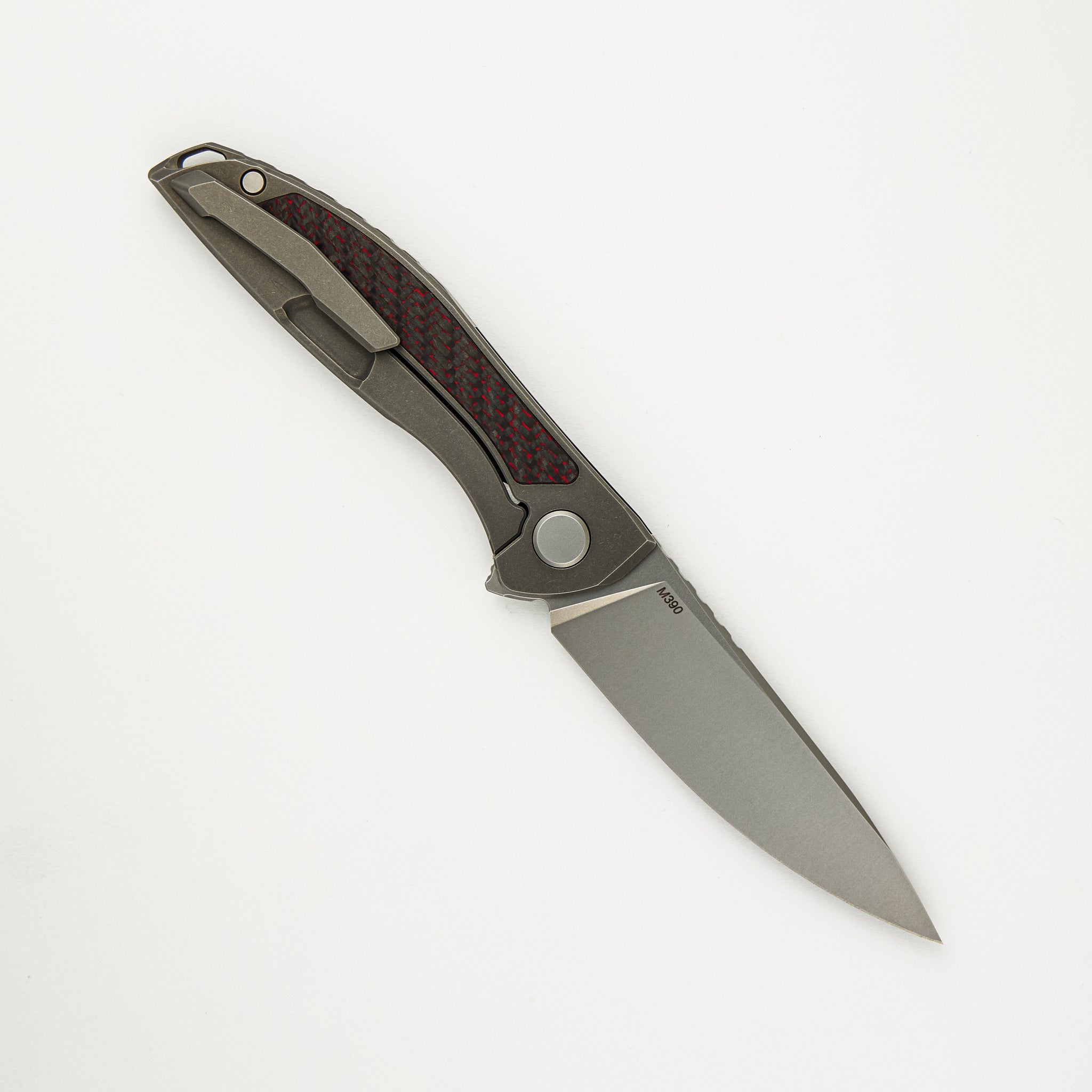 Shirogorov Hation Zero - M390 Blade - Red Carbon Fiber/Titanium Handle - MRBS