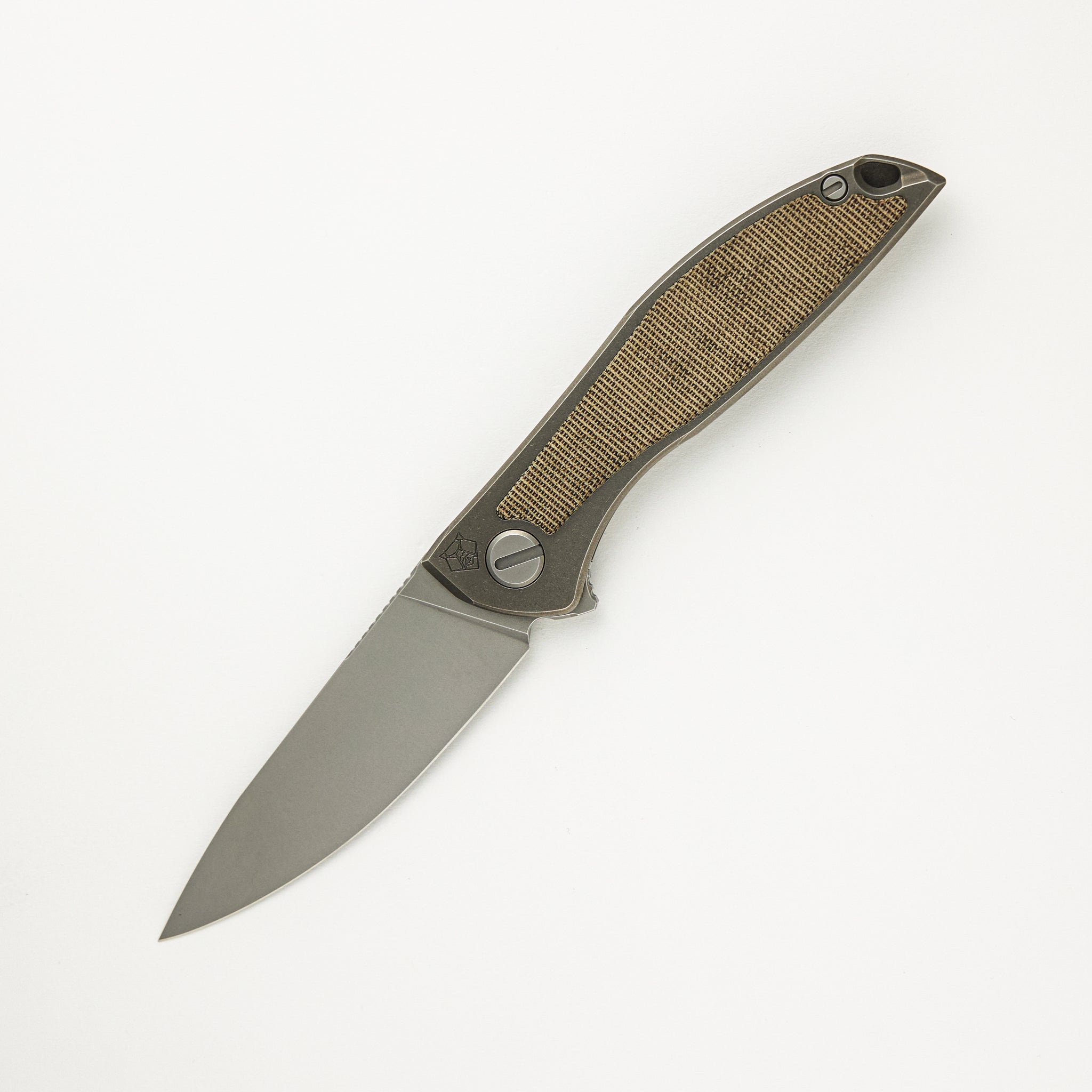 Shirogorov NeOn NL - Elmax Blade - Titanium/Green Canvas Micarta Handle - MRBS