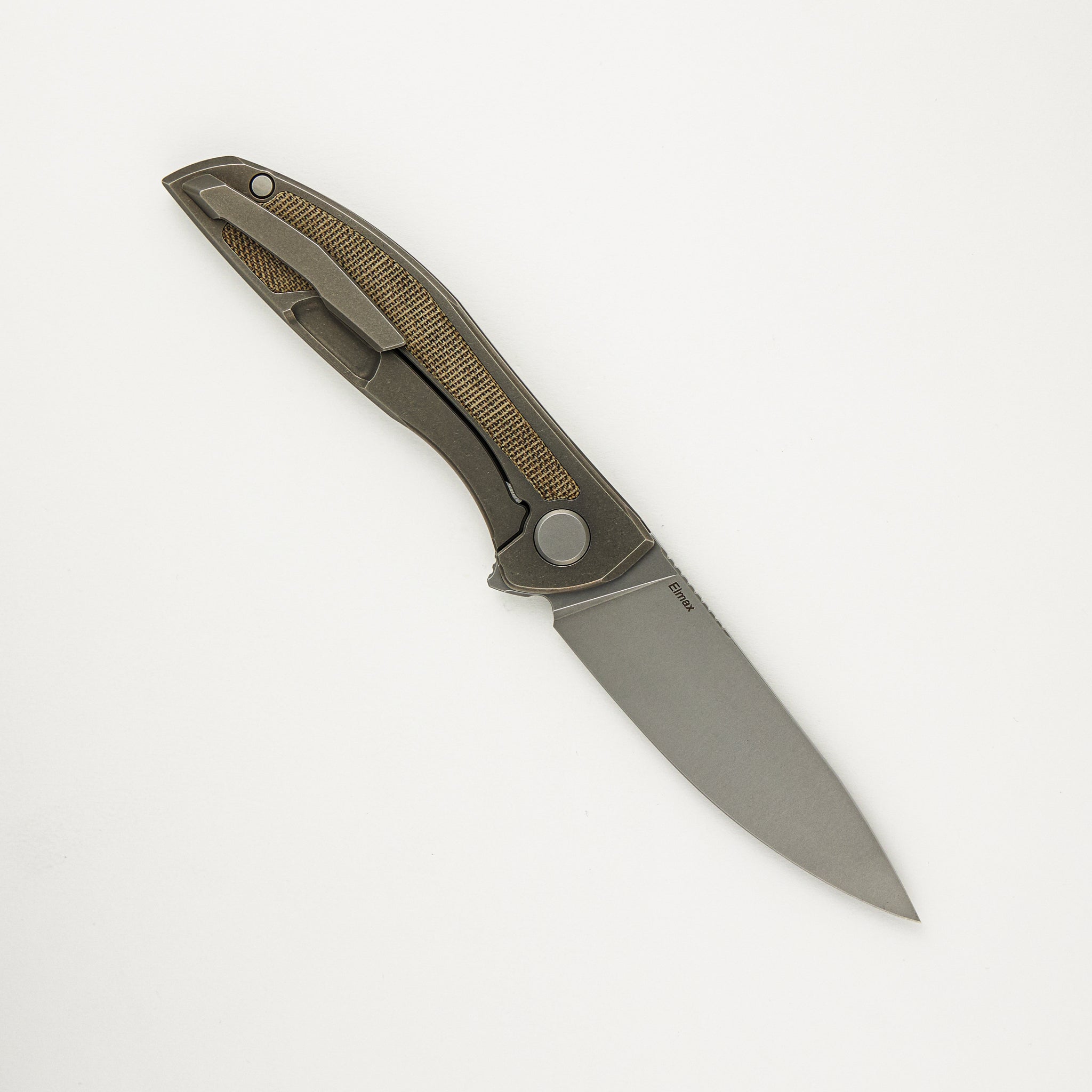 Shirogorov NeOn NL - Elmax Blade - Titanium/Green Canvas Micarta Handle - MRBS