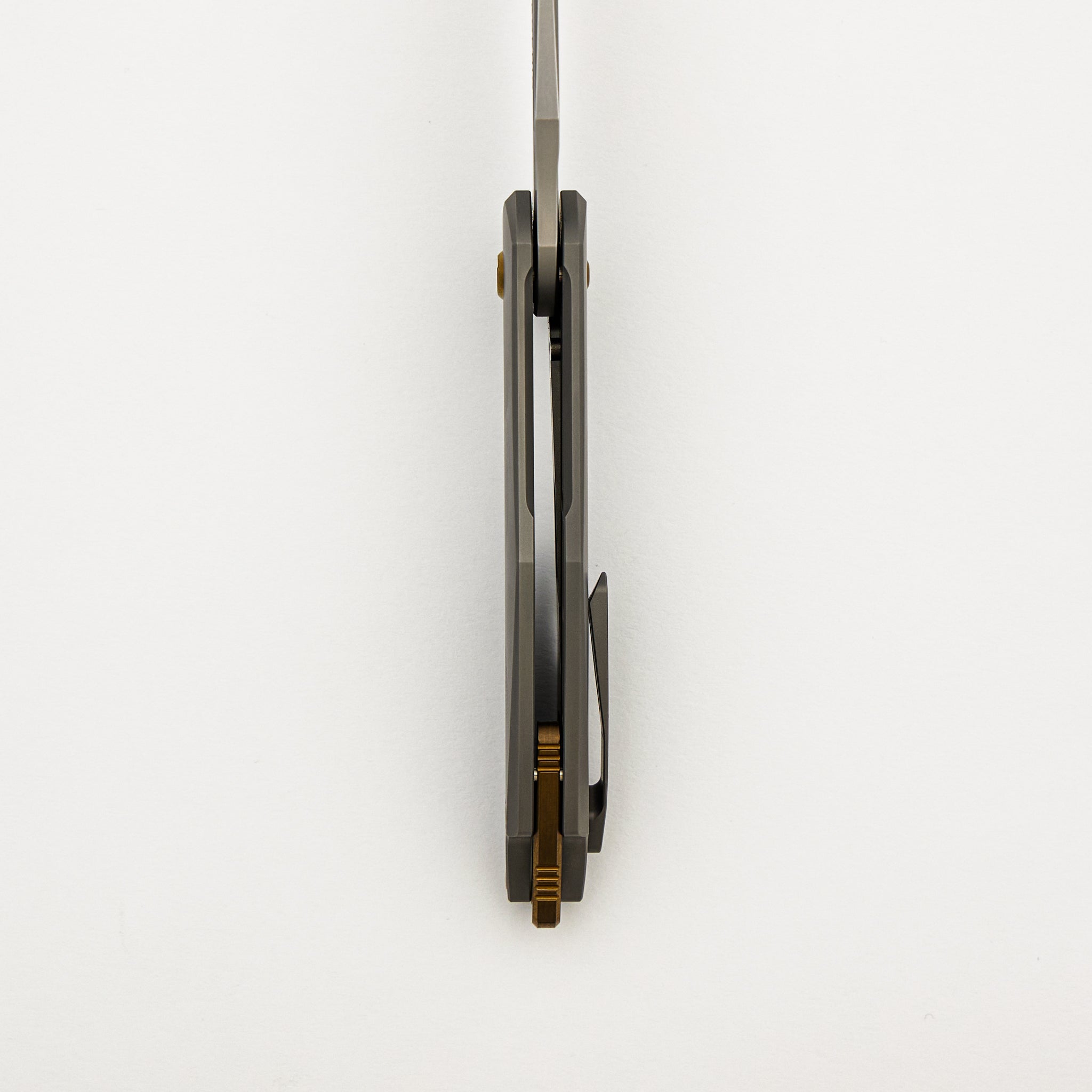 Mini Arius - Burnished W/ Polished Flats M390 Blade - Smooth Titanium Handle