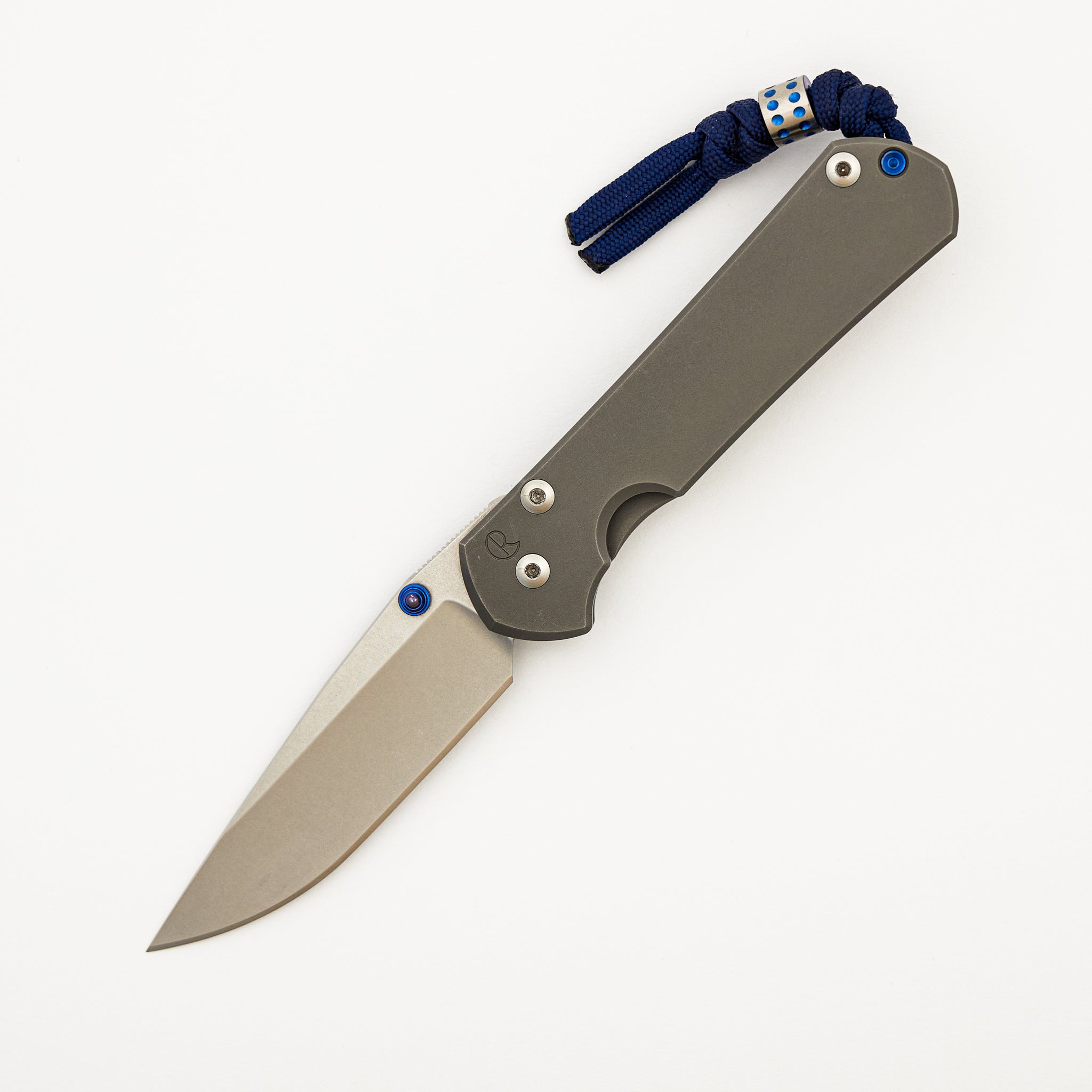 Small Sebenza 31 - Drop Point CPM MagnaCut Blade - Glass Blasted - Blue Single Thumb Lug