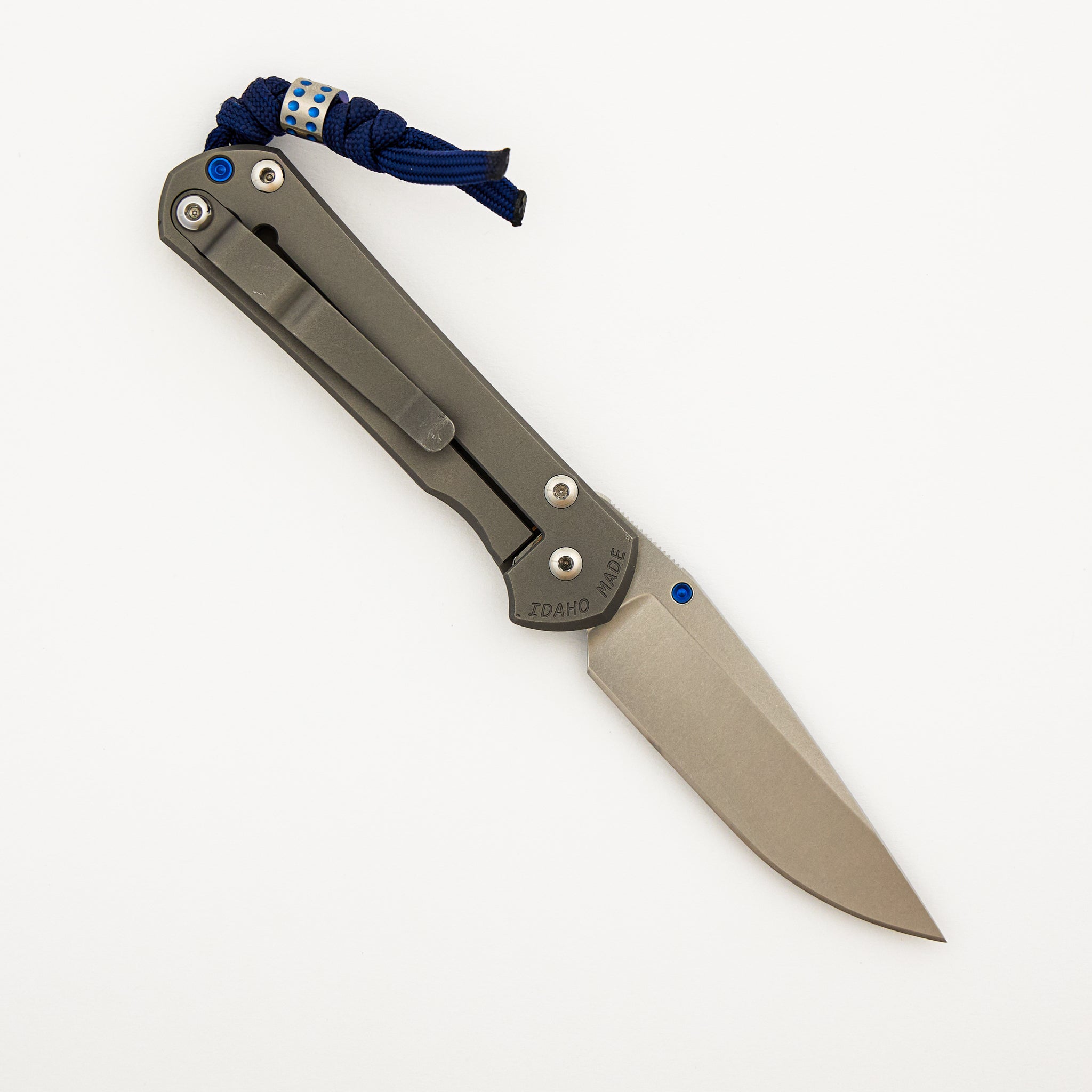 Small Sebenza 31 - Drop Point CPM MagnaCut Blade - Glass Blasted - Blue Single Thumb Lug