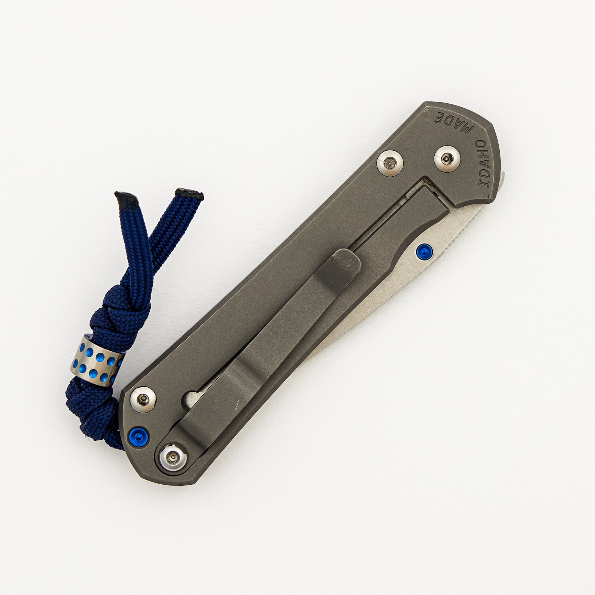 Small Sebenza 31 - Drop Point CPM MagnaCut Blade - Glass Blasted - Blue Single Thumb Lug