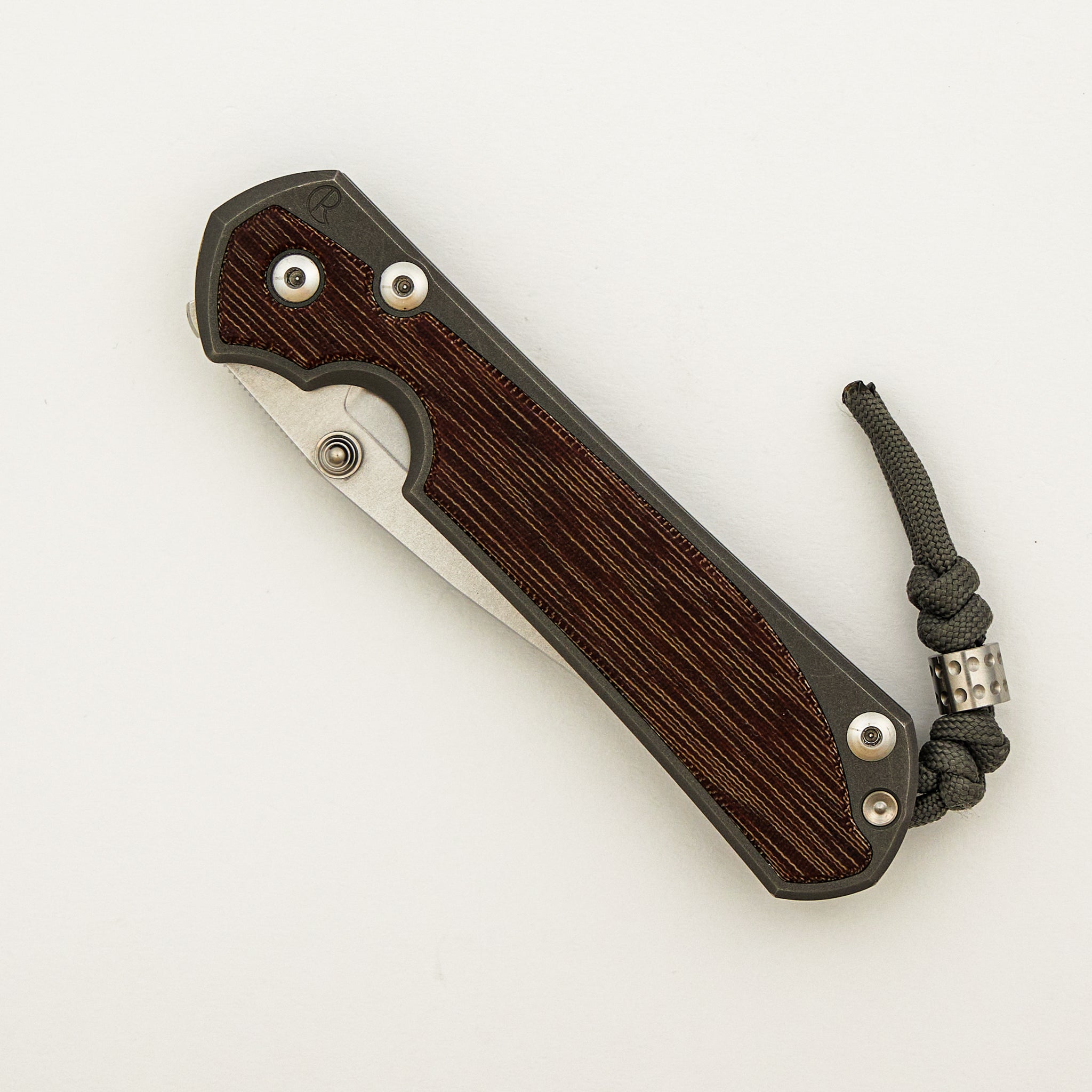 Large Sebenza 31 - Natural Canvas Micarta Inlay - Drop Point CPM MagnaCut Blade - Silver Double Thumb Lugs