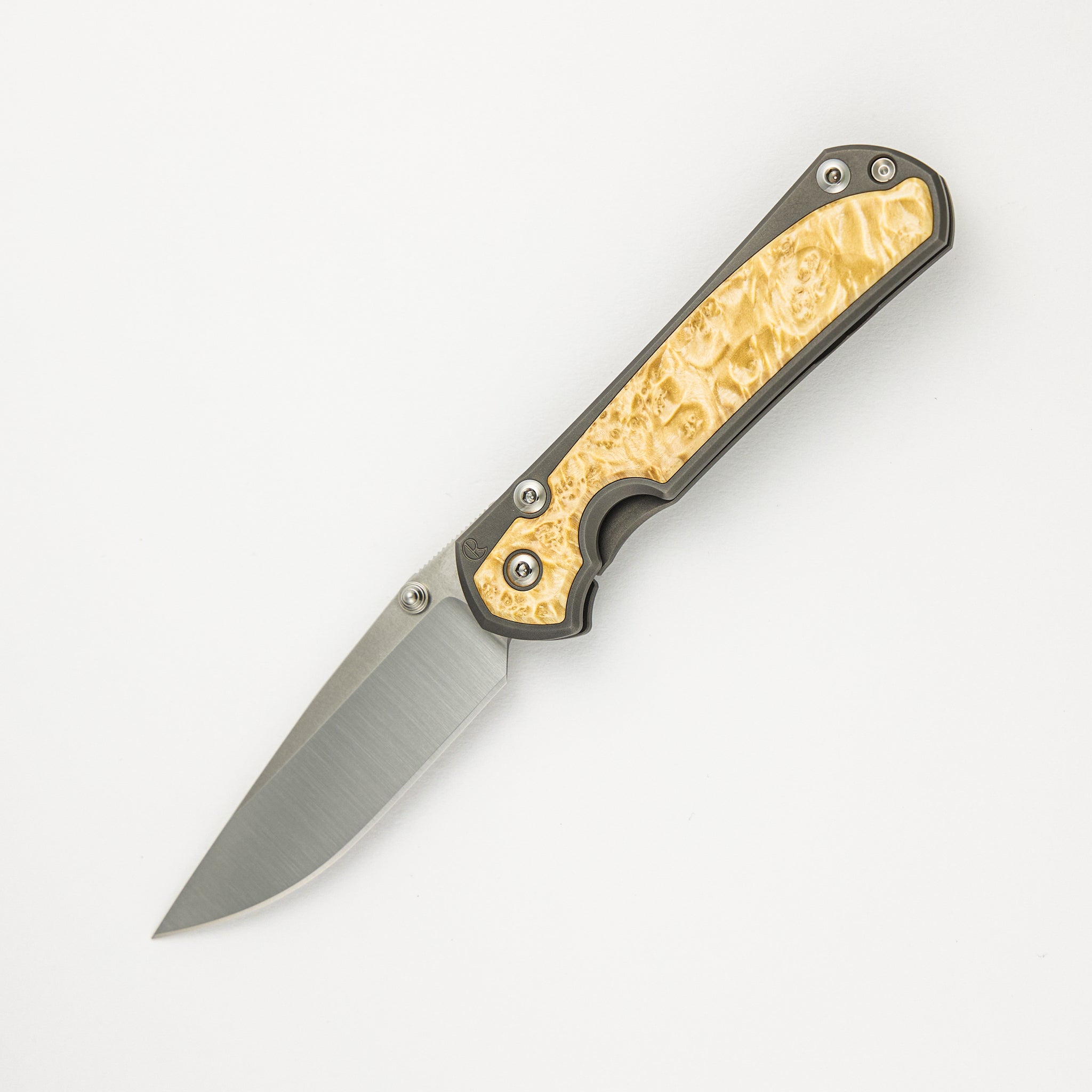 Chris Reeve Small Sebenza 31 - Box Elder Inlays - CPM MagnaCut Blade - Silver Double Thumb Lugs