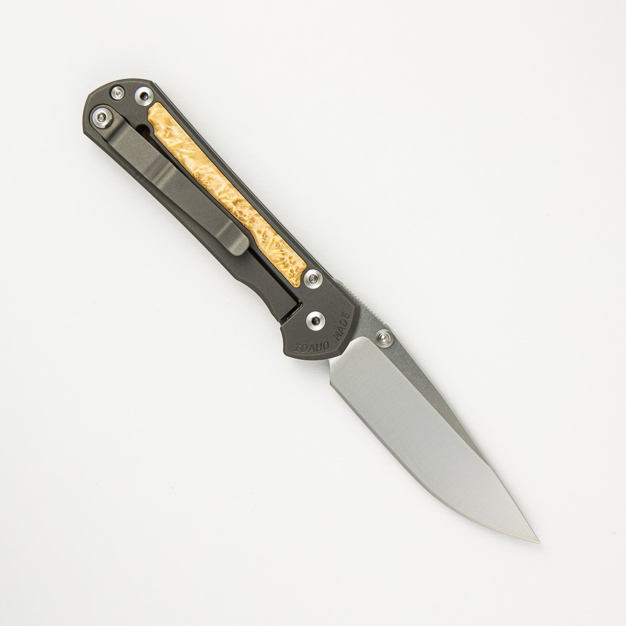 Small Sebenza 31 - Box Elder Inlays - CPM MagnaCut Blade - Silver Double Thumb Lugs