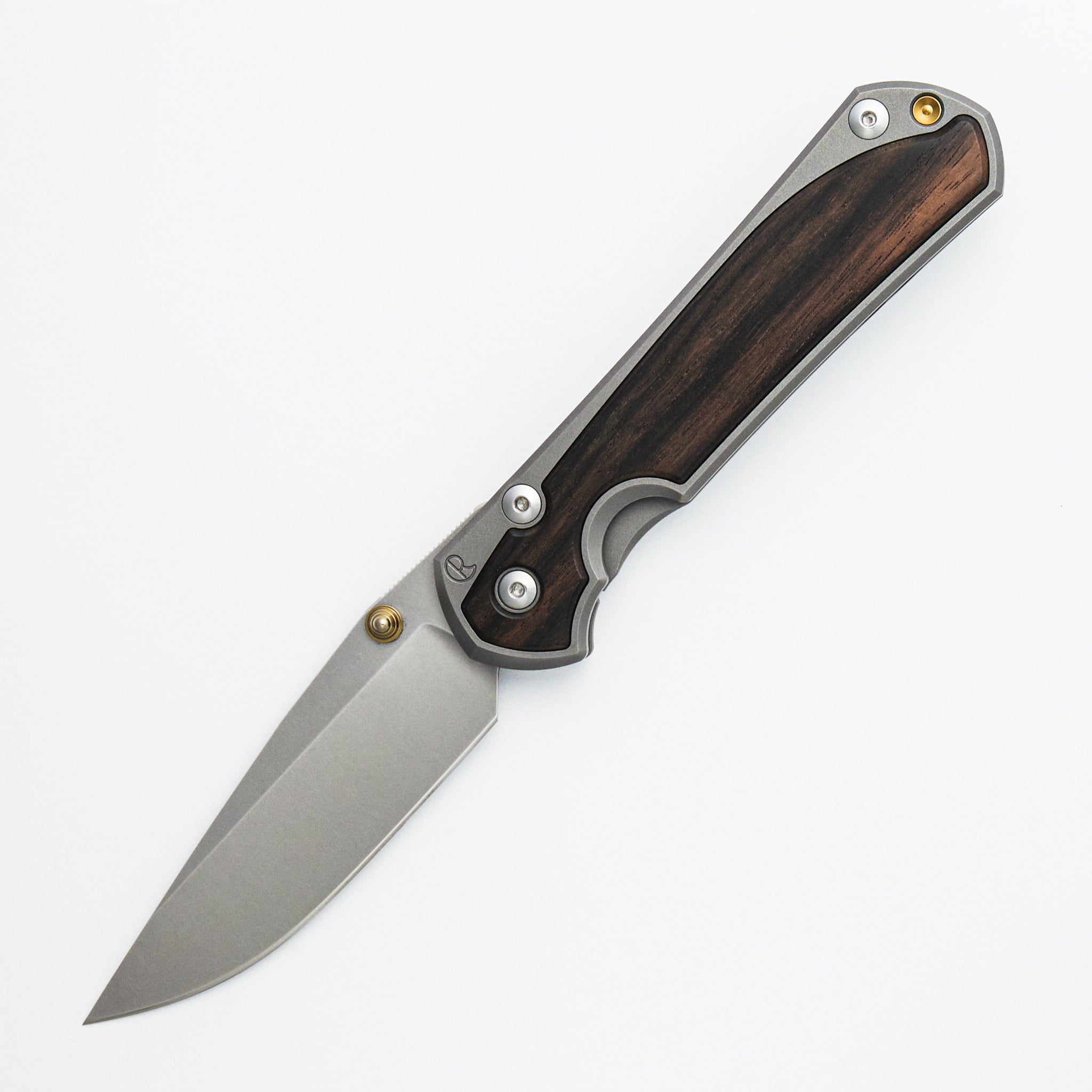 Large Sebenza 31 Macassar Inlay - Drop Point CPM S45VN Blade - Gold Double Thumb Lugs