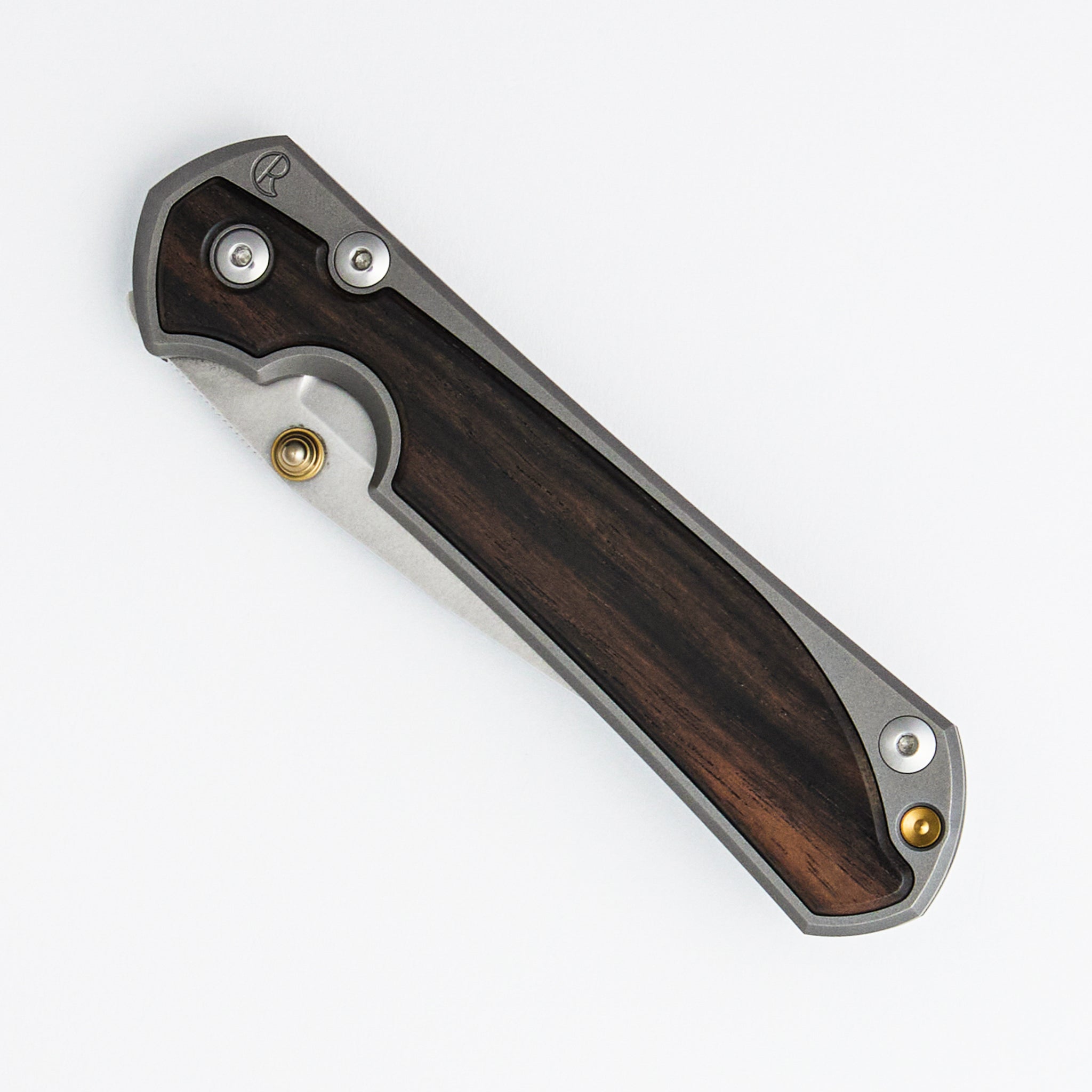 Large Sebenza 31 Macassar Inlay - Drop Point CPM S45VN Blade - Gold Double Thumb Lugs