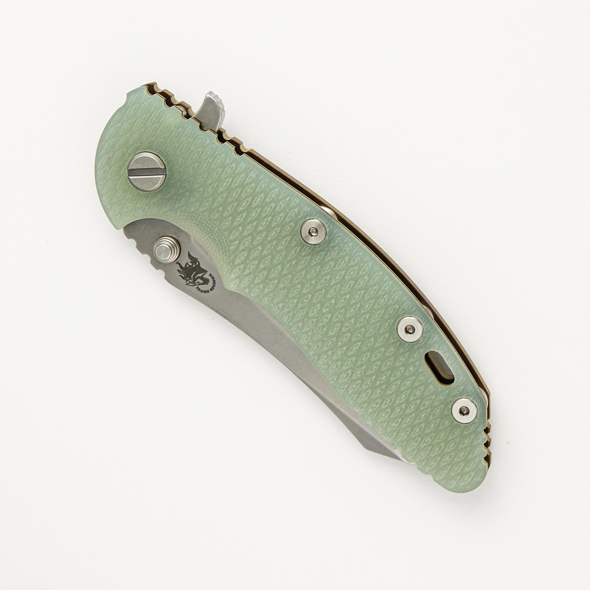 XM-18 3.5" - S45VN Skinner - Tri-Way - Stonewash Bronze - Translucent Green G10