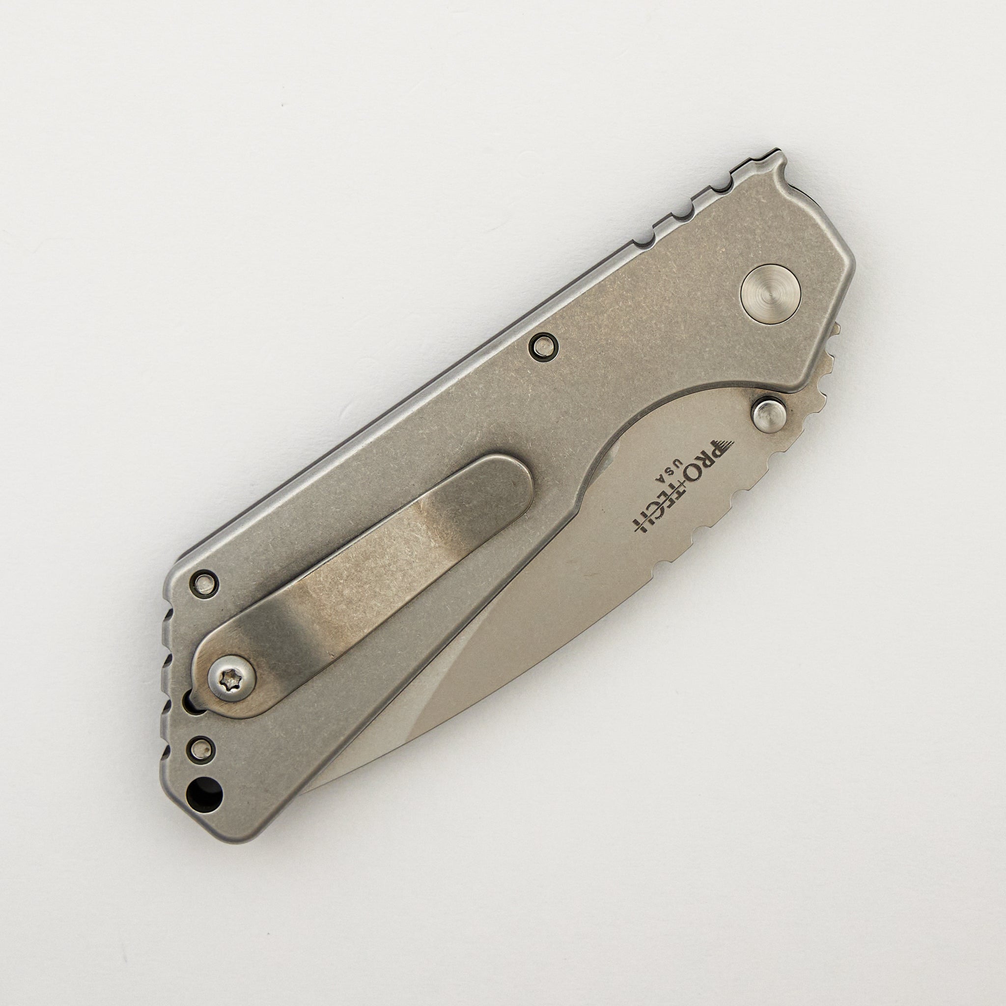 SNG - Stonewashed 154-CM Blade - Stonewashed Steel/Black G10 Handle - Pearl Button