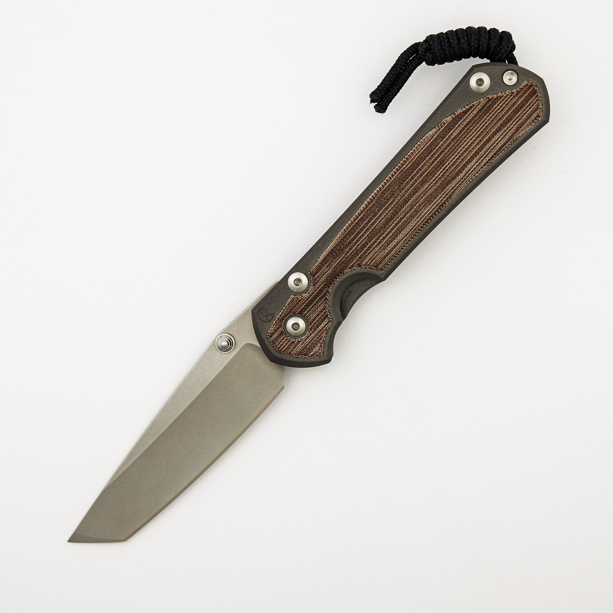 Large Sebenza 31 Natural Canvas Micarta Inlay - Tanto CPM MagnaCut Blade - Silver Double Thumb Lugs