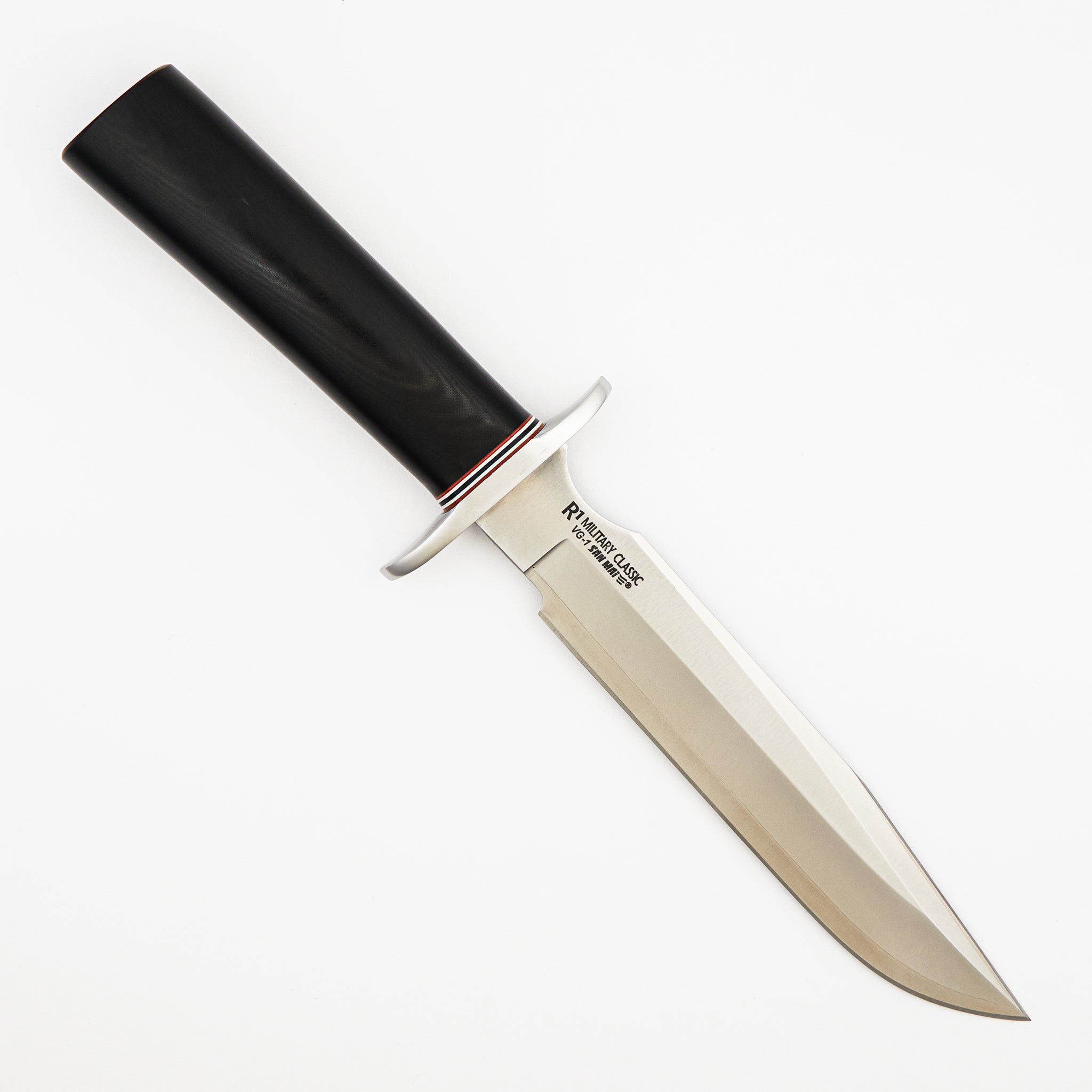 R1 Military Classic Fixed Blade - VG-1 San Mai Blade - Black Linen Micarta Handle