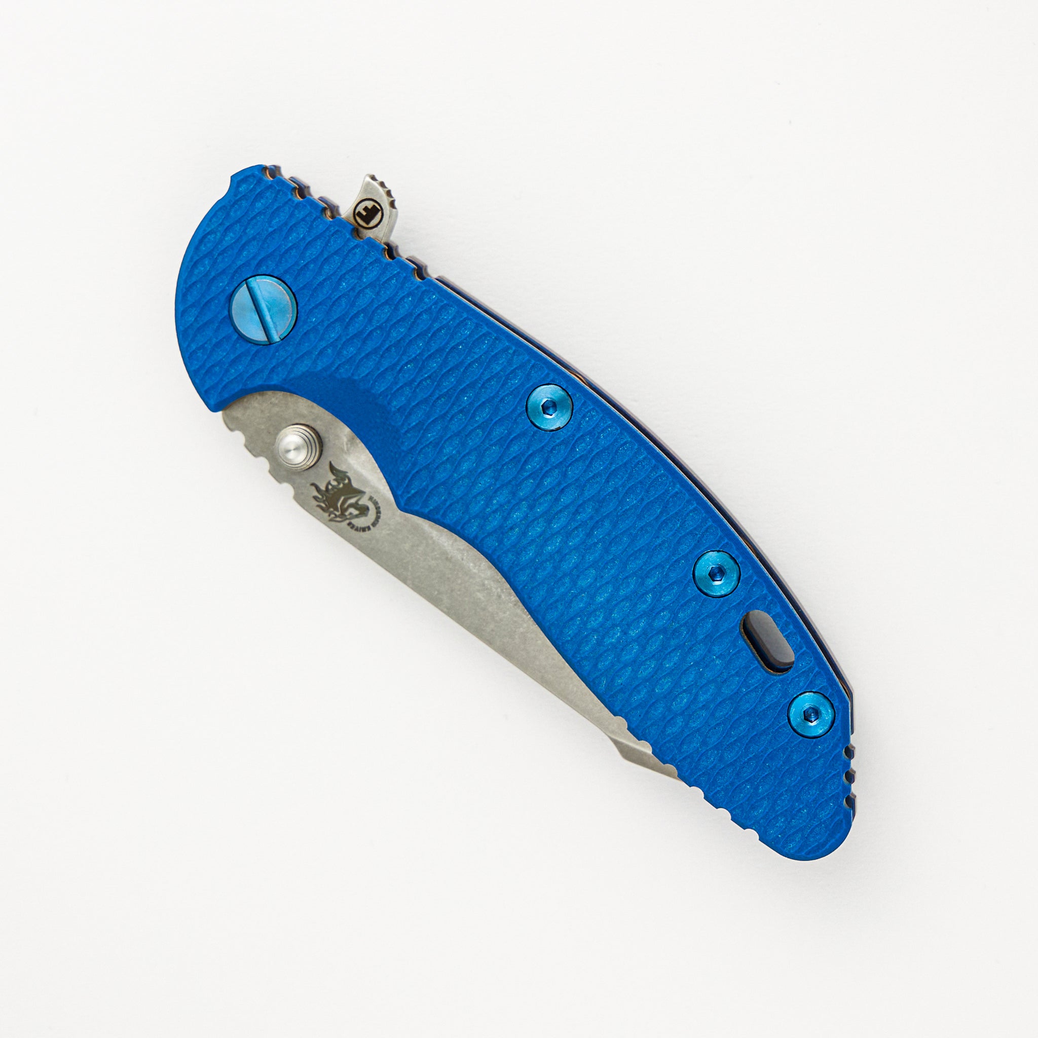 Hinderer XM-18 - Fatty Harpoon Tanto Blade - Blue Ano Titanium/Blue G10 Handle