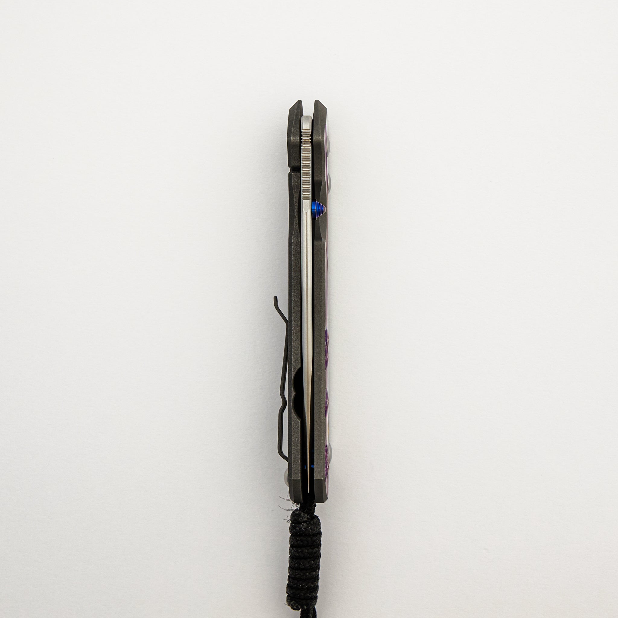 Large Sebenza 31 Unique Graphic - Polished Drop Point CPM S45VN Blade - Blue Single Lug