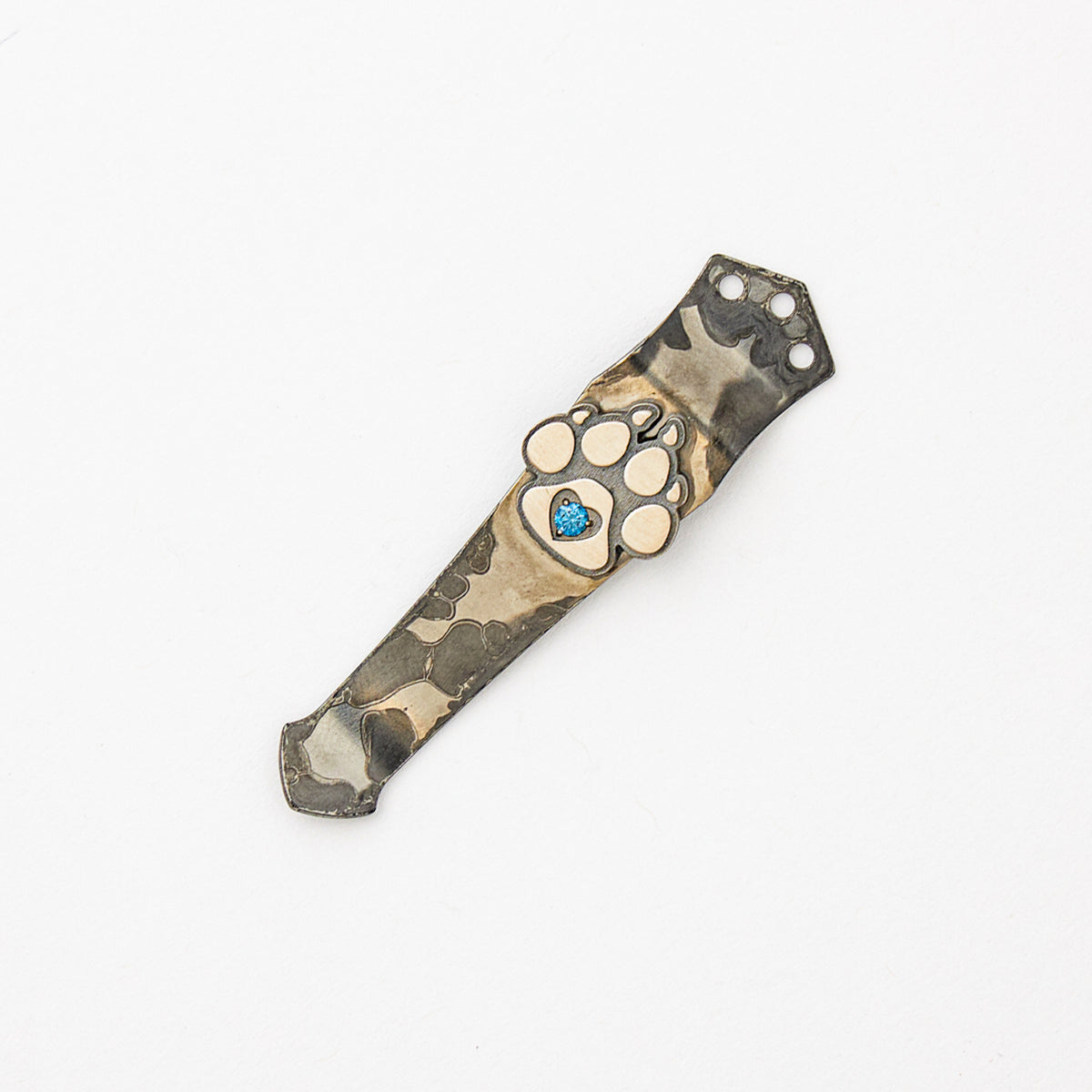 3D Silver Dog Paw 3 Hole Pocket Clip