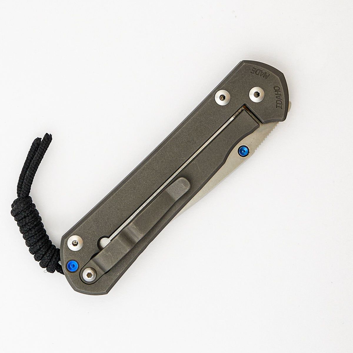 Large Sebenza 21 - CGG "Seagrass" - Drop Point Polished S35VN Blade - Titanium Handle - Blue Single Thumb Stud