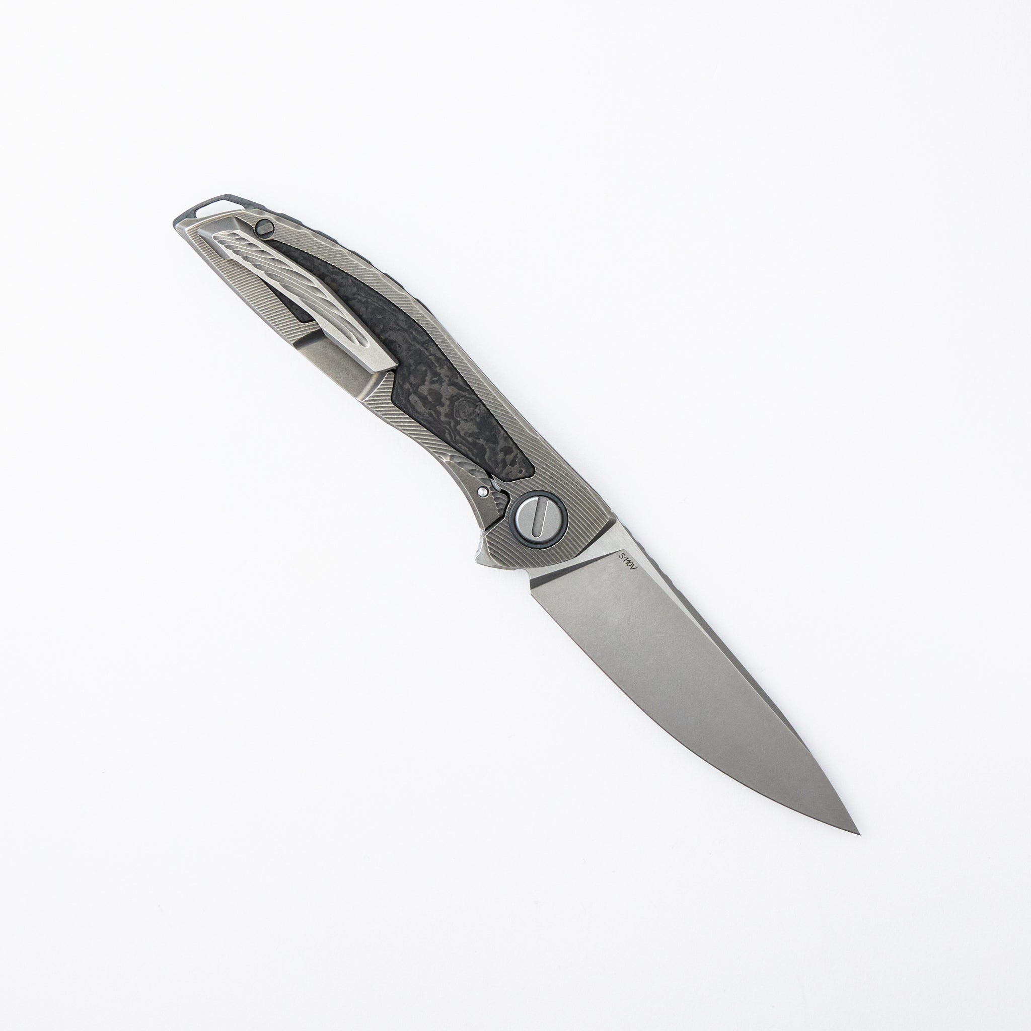 NeOn NL Custom Division - Titanium Handle W/ Marble Carbon Fiber Inlay - S110V Blade - RBS