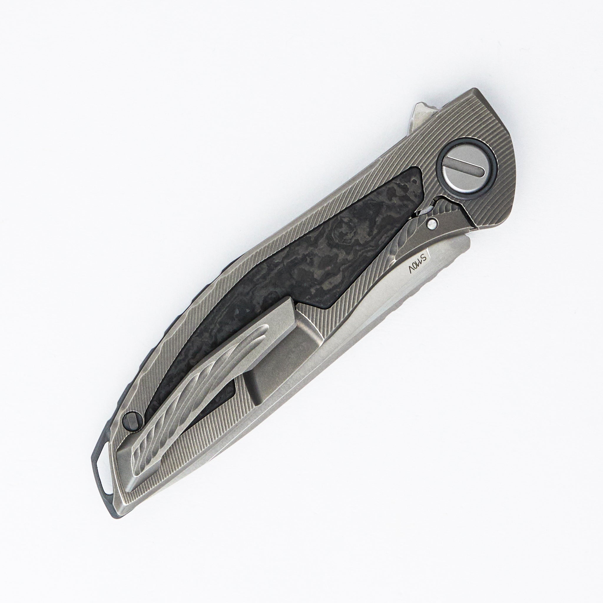 NeOn NL Custom Division - Titanium Handle W/ Marble Carbon Fiber Inlay - S110V Blade - RBS