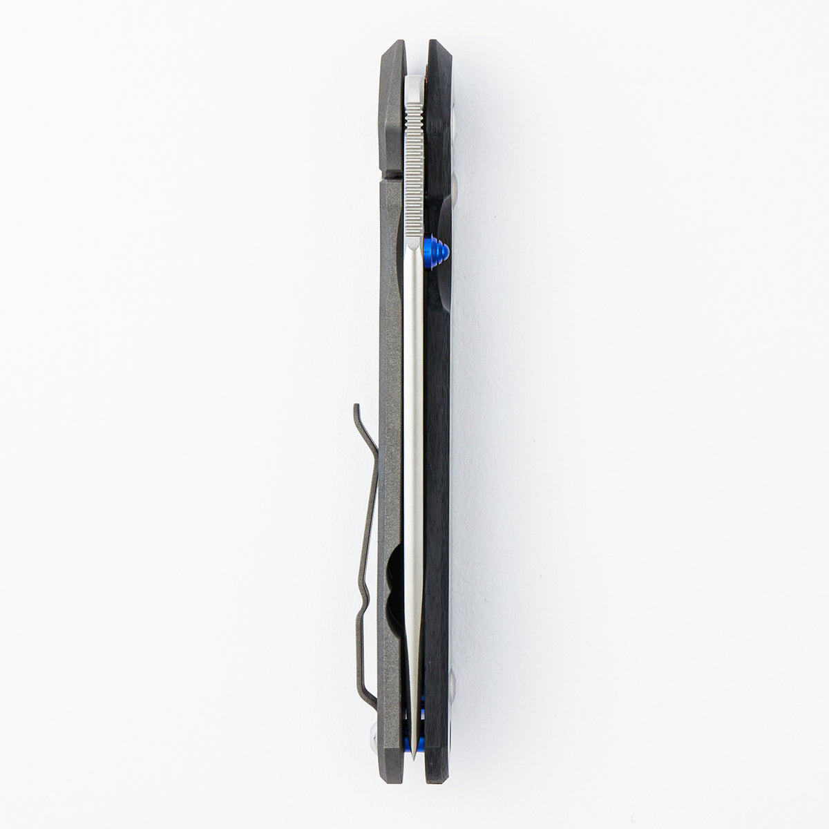 Large Sebenza 31 - Carbon Fiber Front - Tanto CPM MagnaCut Blade - Blue Single Thumb Lug
