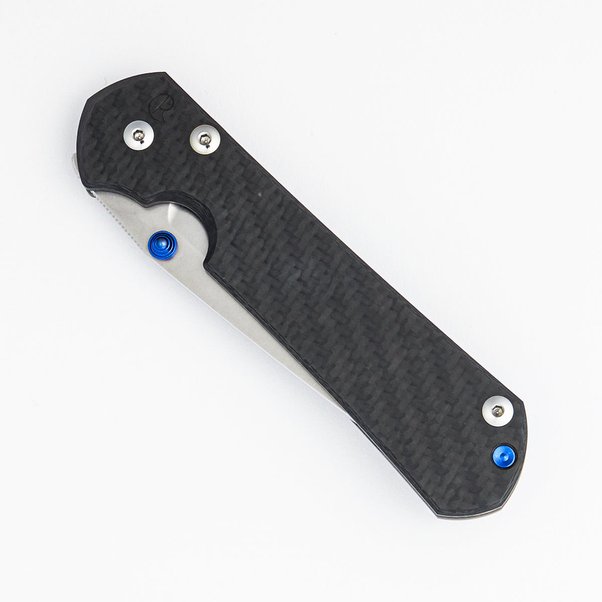 Large Sebenza 31 - Carbon Fiber Front - Tanto CPM MagnaCut Blade - Blue Single Thumb Lug