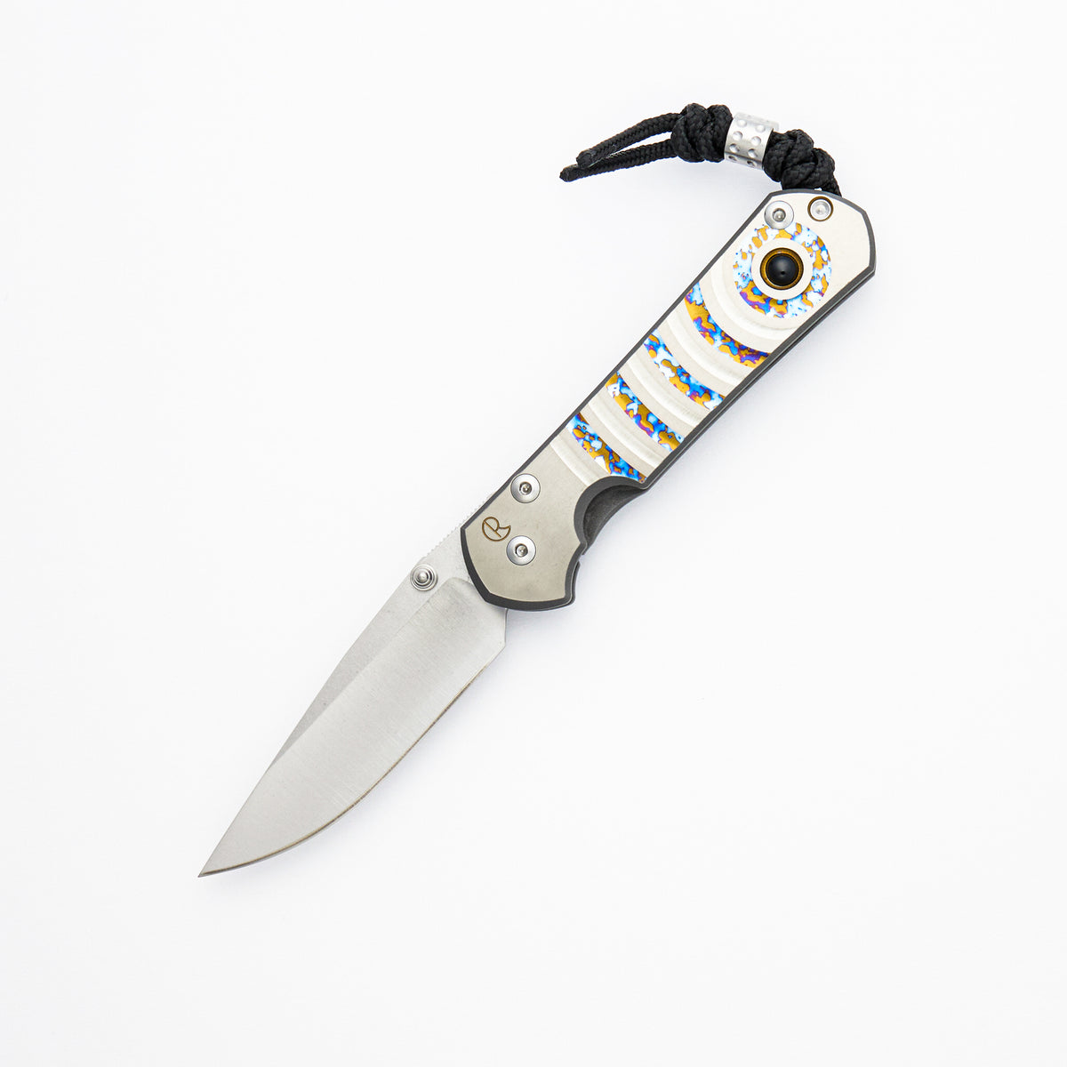 Small Sebenza 31 Unique Graphic - Onyx - Drop Point CPM MagnaCut Blade - Silver Double Thumb Lugs