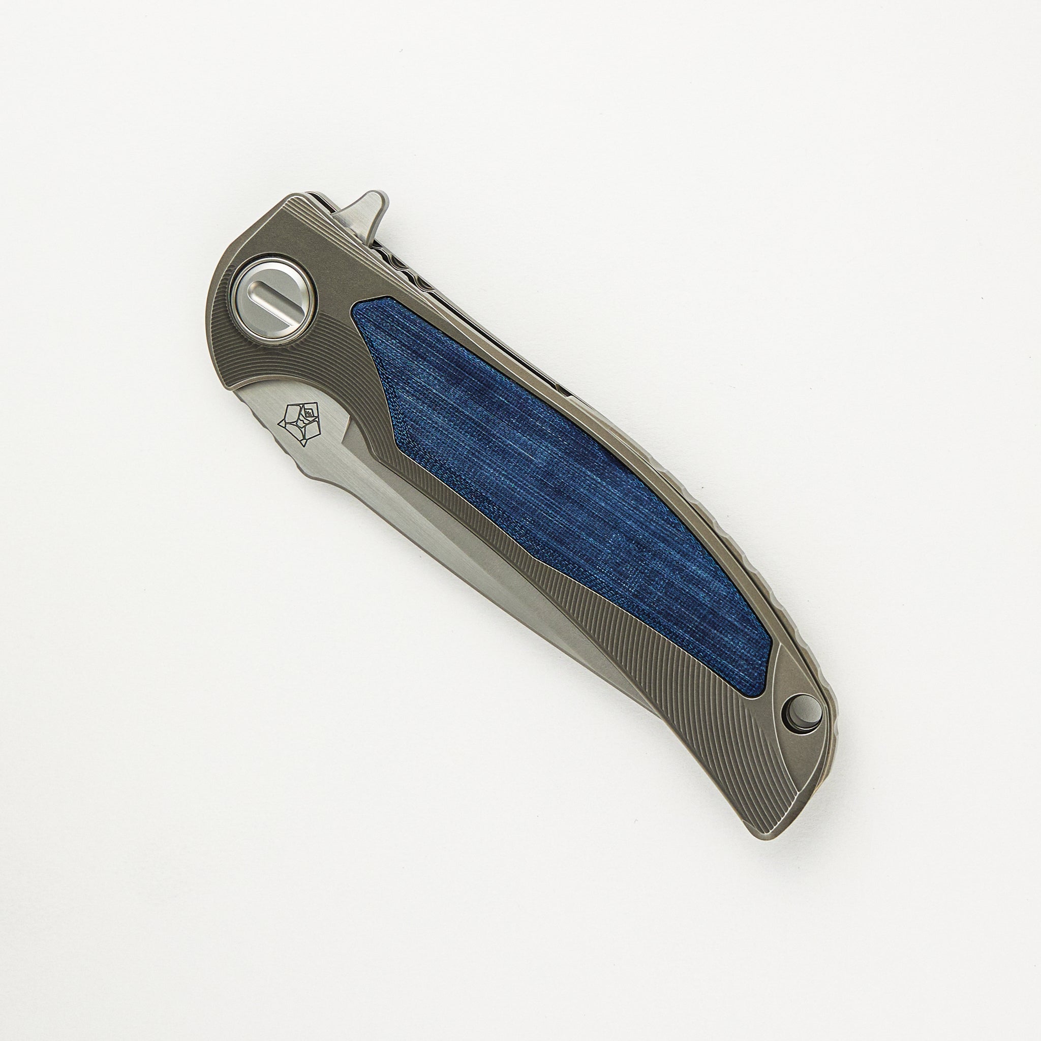 Shirogorov "Limited Edition" RJ Martin Design Denim Overkill - S90V Blade - Titanium Handle W/ Jeans Micarta Inlays - SRRBS