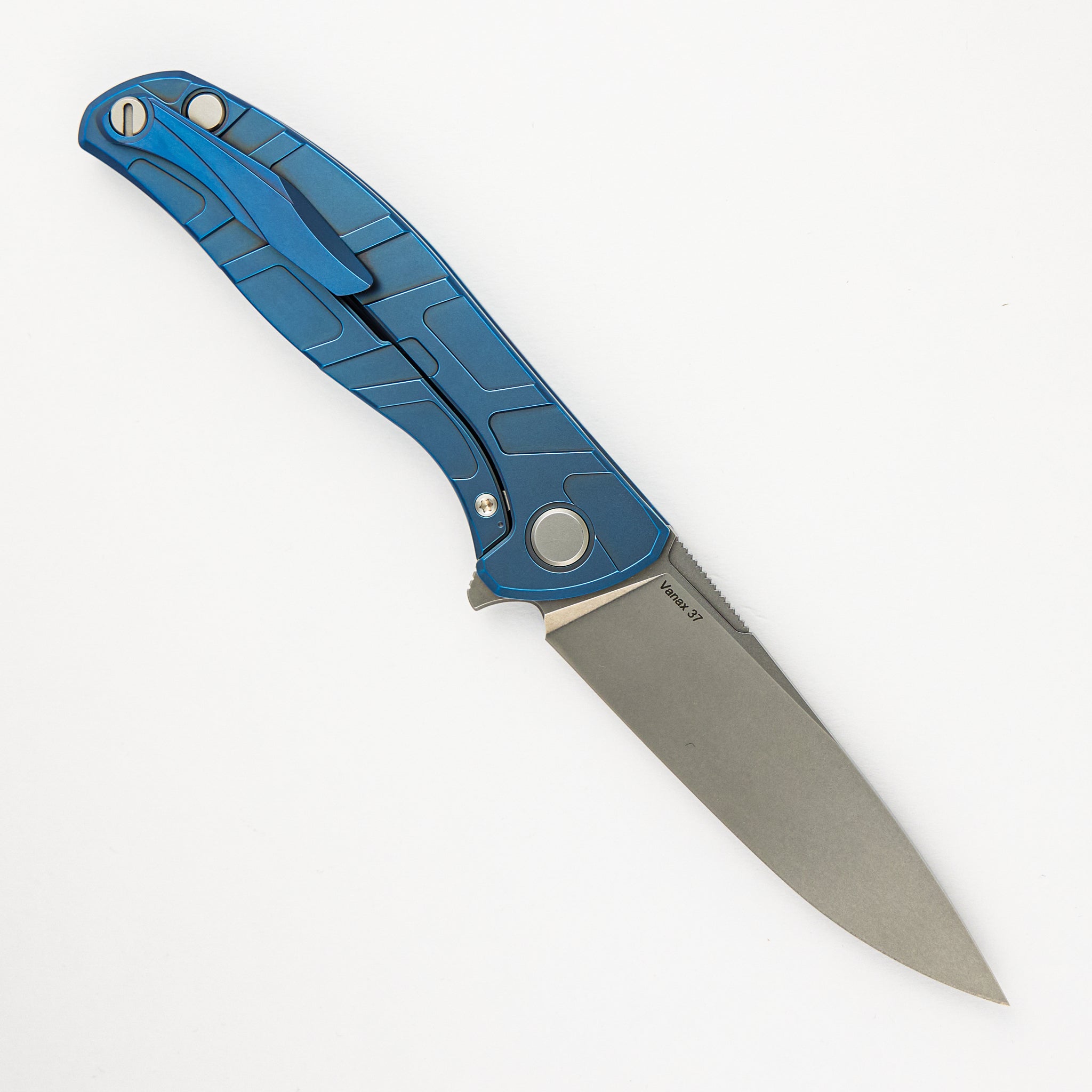 Shirogorov F95 T - Blue Titanium Handle - Vanax 37 Blade - MRBS