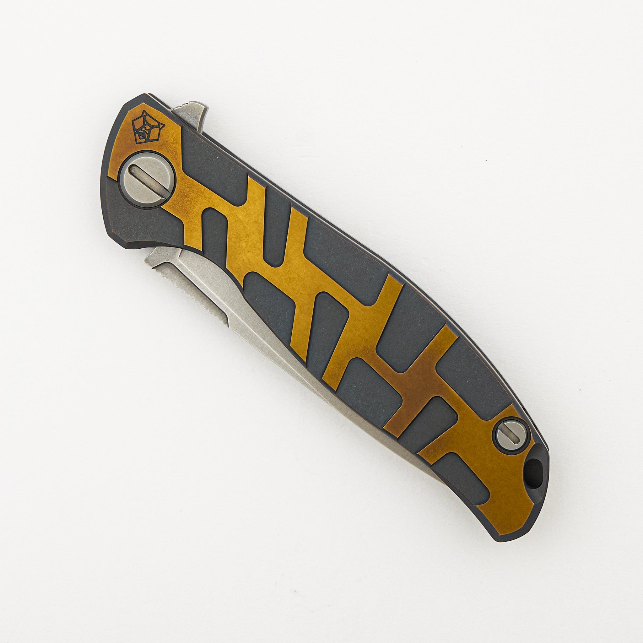 R1 "Special Edition" F95 "T" Pattern - Satin Blue/Bronze Anodized Titanium Handle - S90V Blade - MRBS
