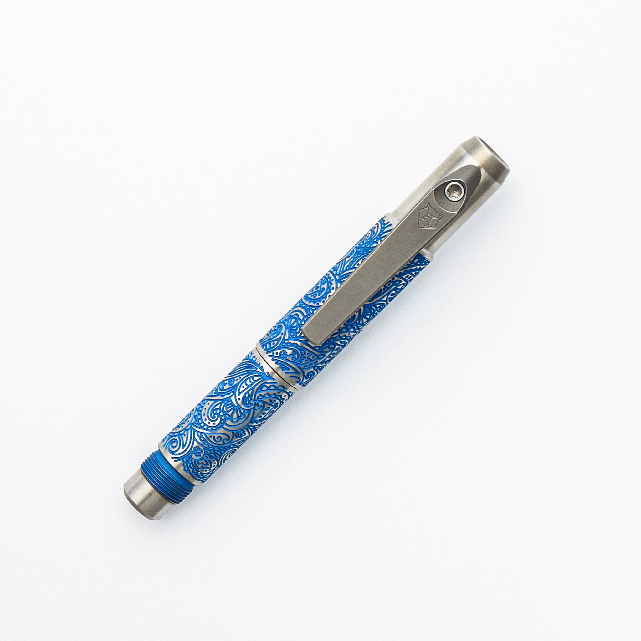 Ti2 Design Finish Titanium Pivot Tool Pen - Paisley Engraved