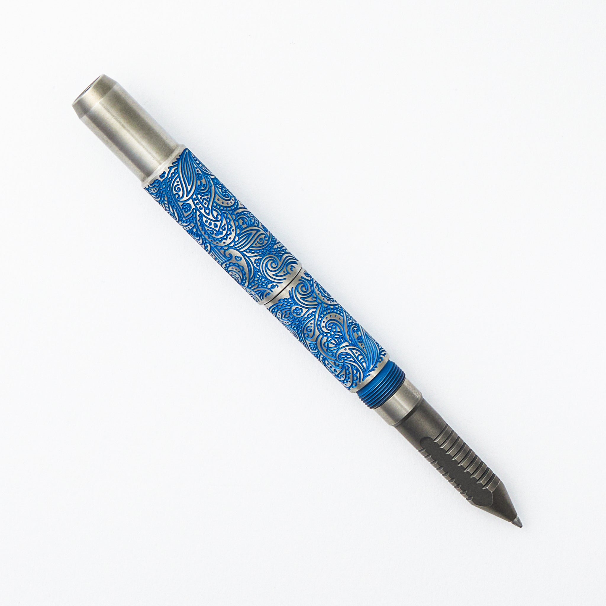 Ti2 Design Finish Titanium Pivot Tool Pen - Paisley Engraved