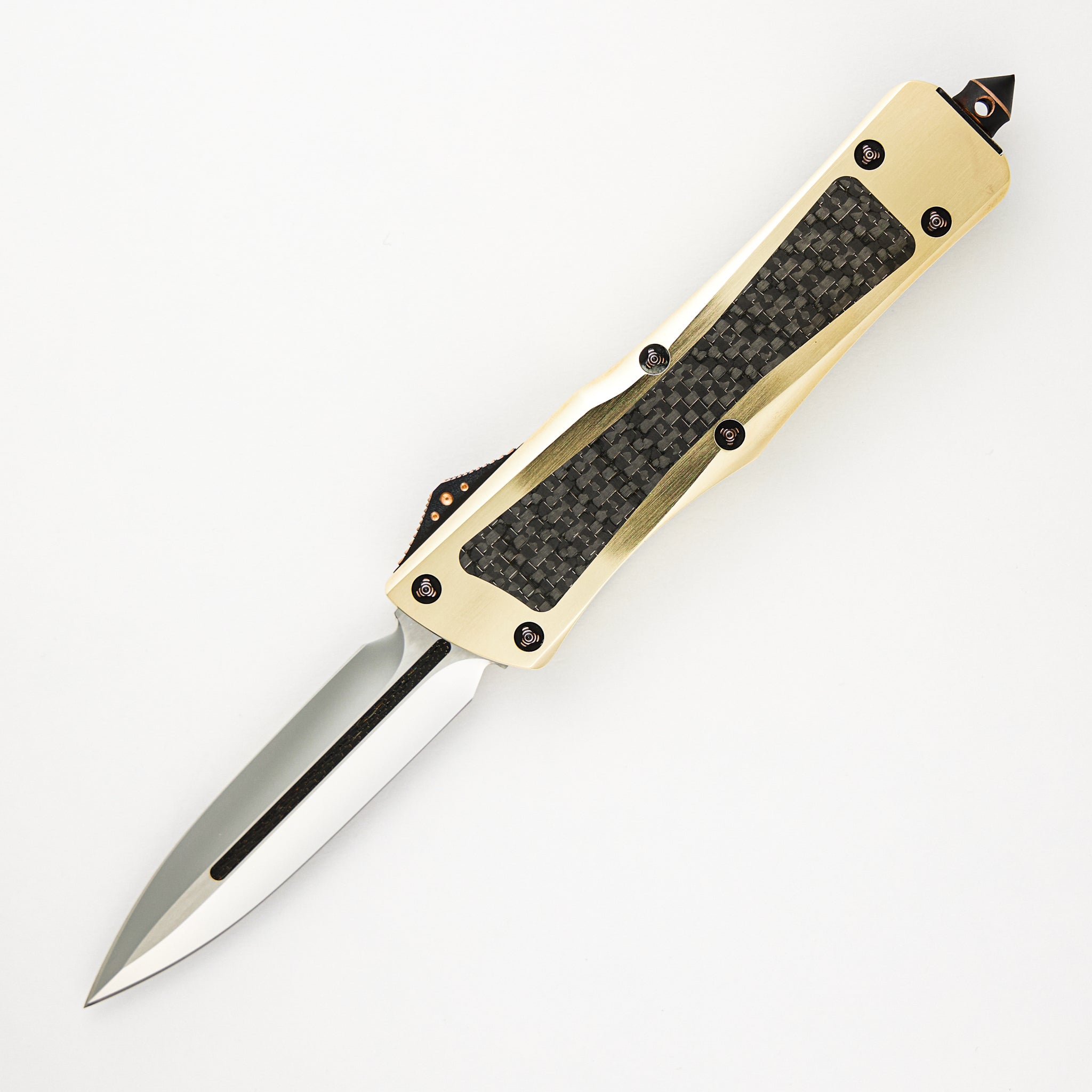 Marfione Custom Knives Combat Troodon - Mirror Polish - Lightning Strike - Bearing Grade Brass S/N 023