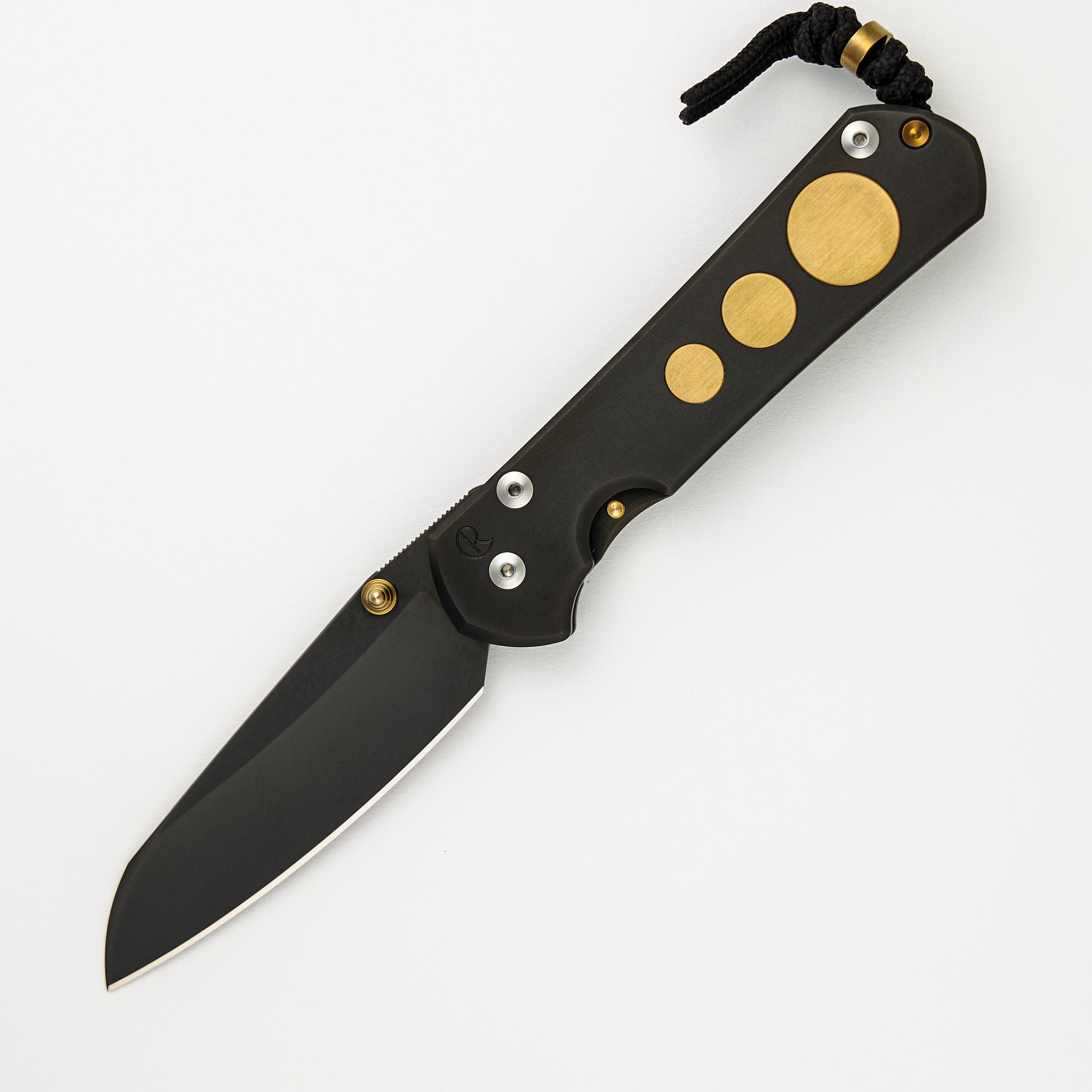 Chris Reeve Large Sebenza 31 - DLC Coated Insingo MagnaCut Blade - Naval Brass Inlays - Gold Double Lugs