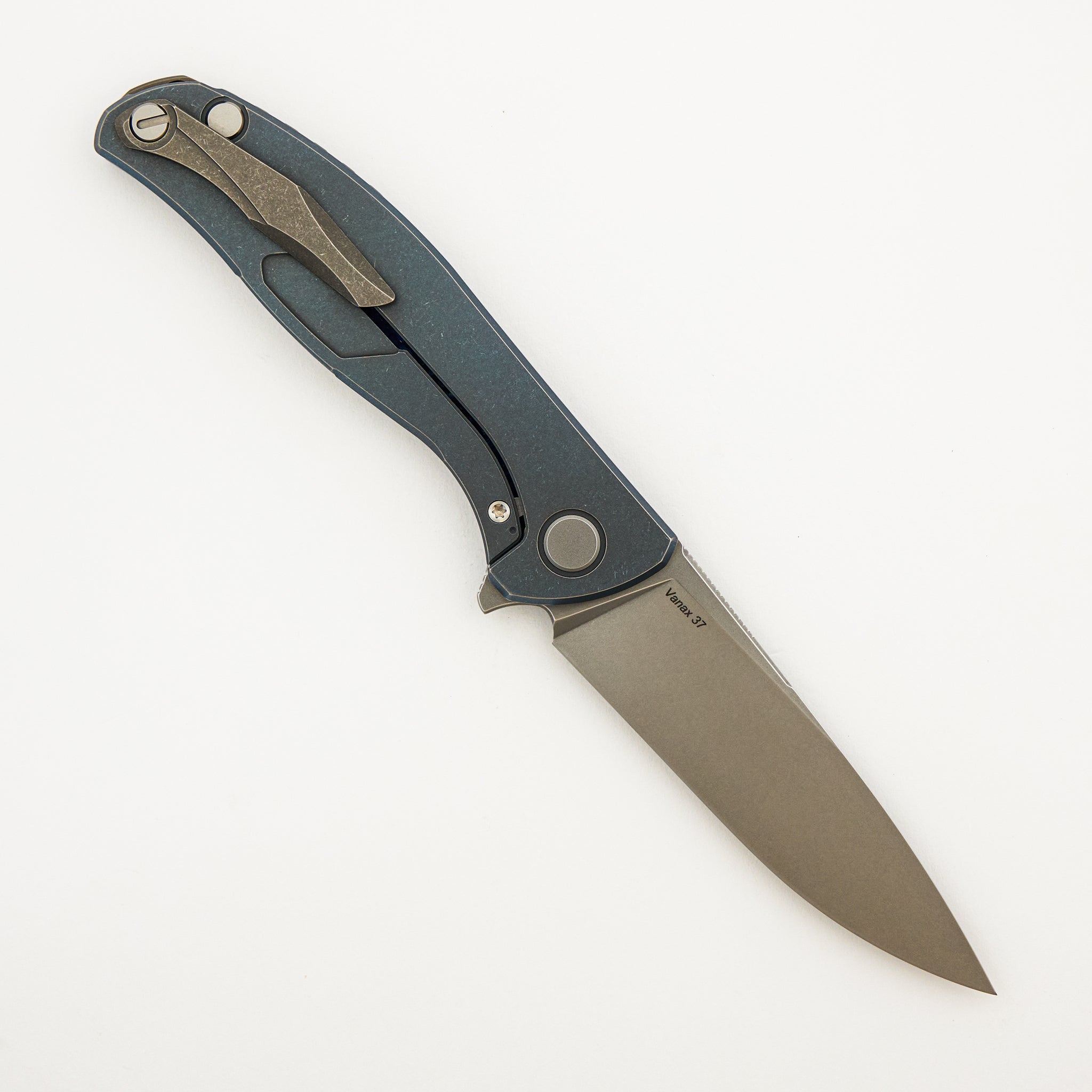 Hati - Dark Blue Twill Carbon Fiber Handle - Vanax 37 Blade - MRBS