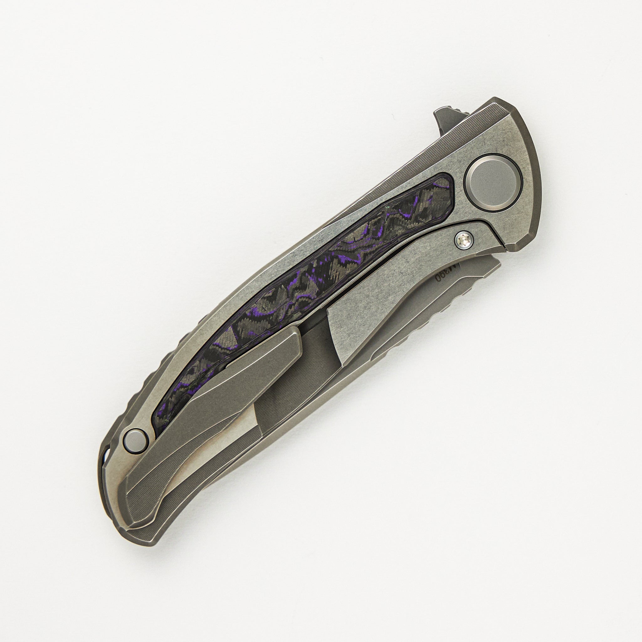 Shirogorov F95NL Gen. 5 - M390 Blade - Titanium Handle - Purple TechnoCarbo Inlays - MRBS