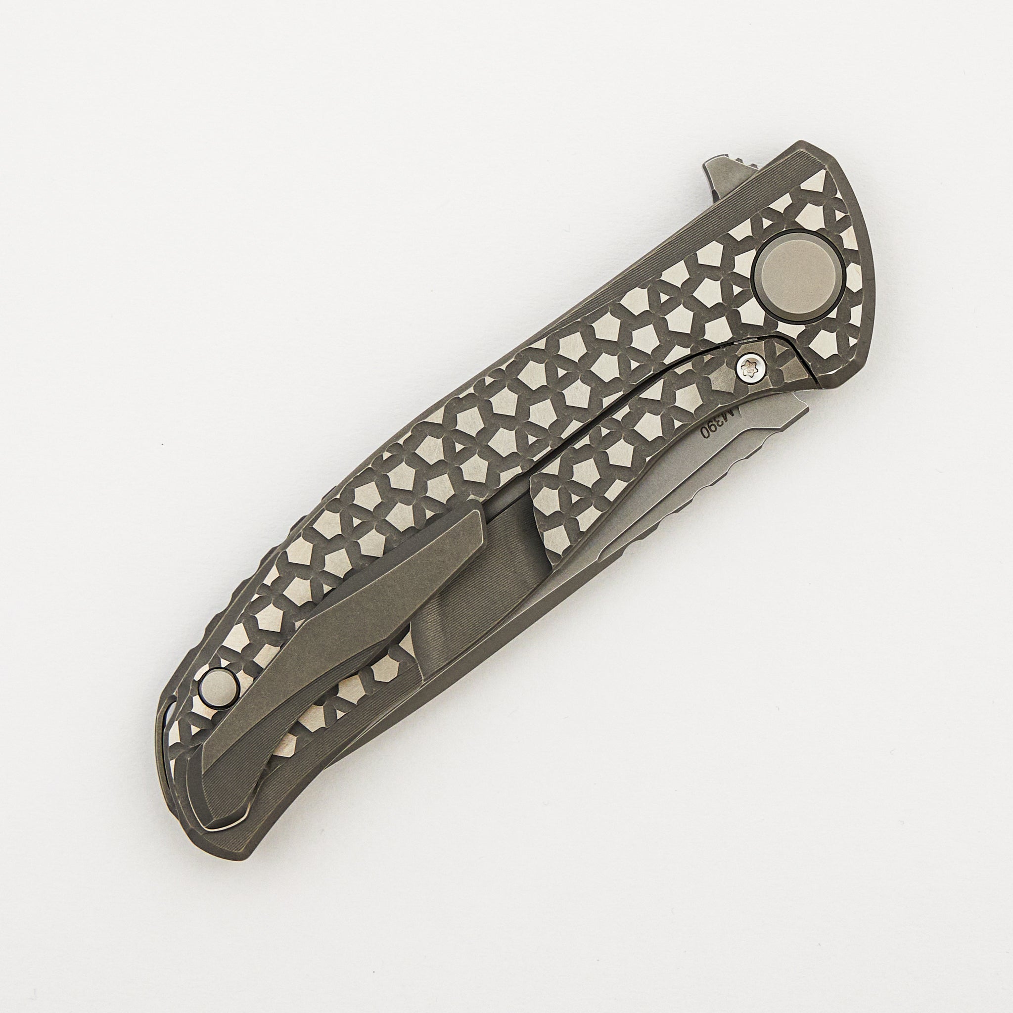 F95 Bear Pattern - Titanium Handle - M390 Blade - MRBS
