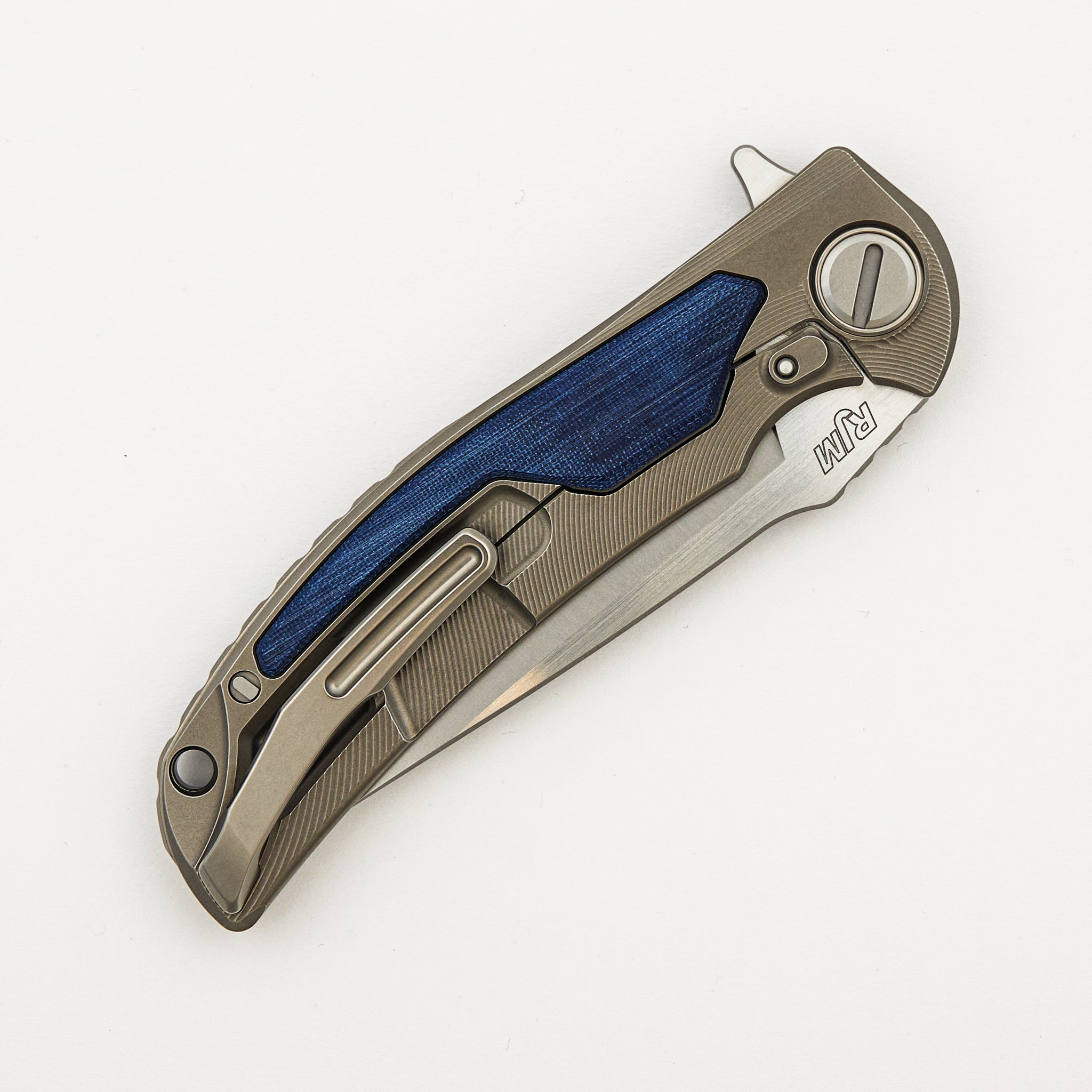 Denim Overkill - S90V Blade - Titanium Handle W/ Jeans Micarta Inlays - SRRBS (RJ Martin Design)