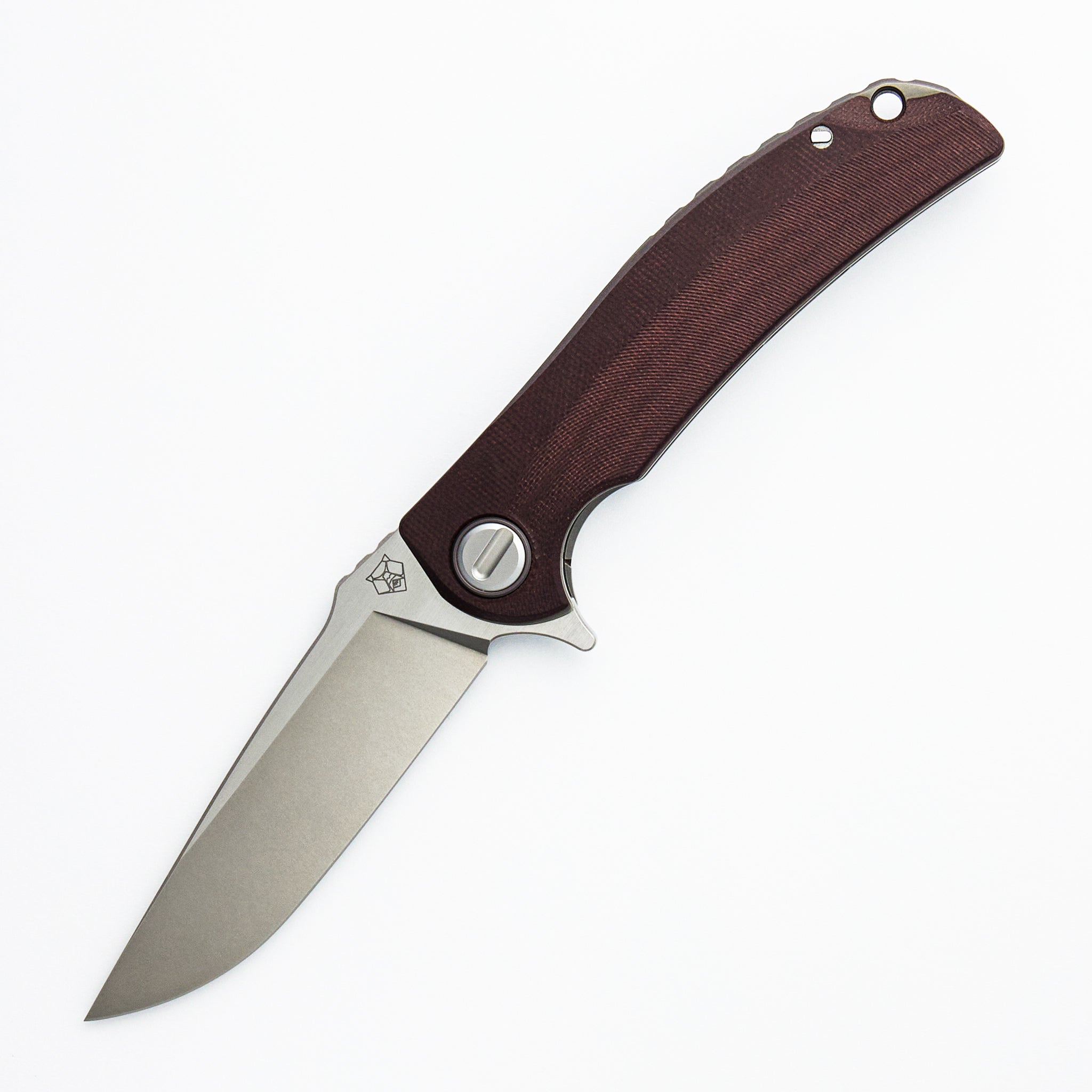 Soft Overkill - M398 Blade - Maroon Canvas Micarta Handle - RBS (RJ Martin Design)
