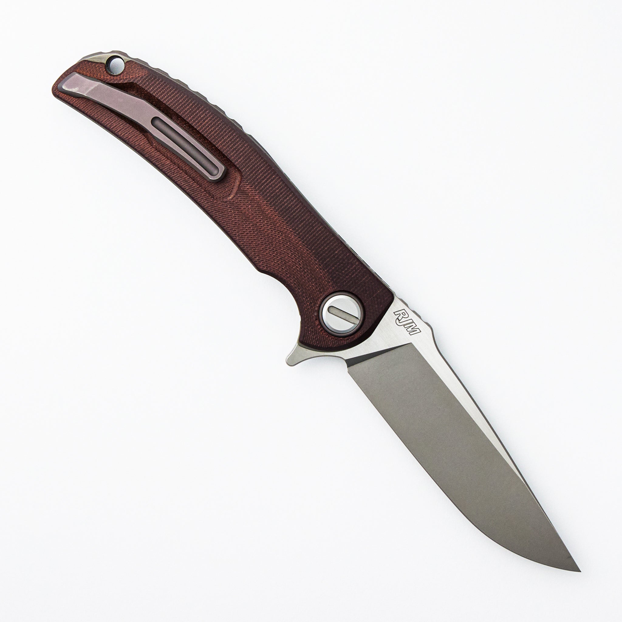 Soft Overkill - M398 Blade - Maroon Canvas Micarta Handle - RBS (RJ Martin Design)