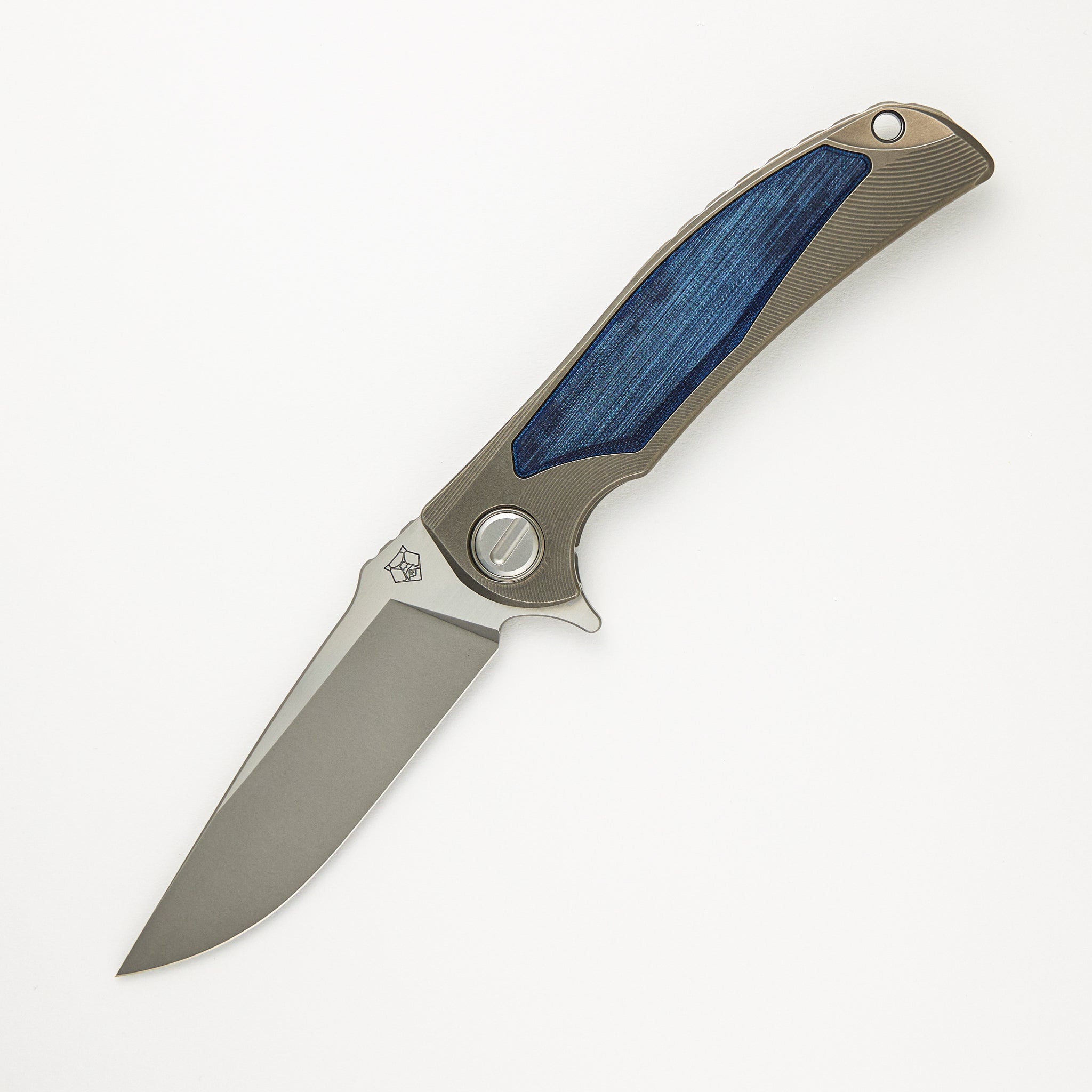 Shirogorov "Limited Edition" RJ Martin Design Denim Overkill - S90V Blade - Titanium Handle W/ Jeans Micarta Inlays - SRRBS