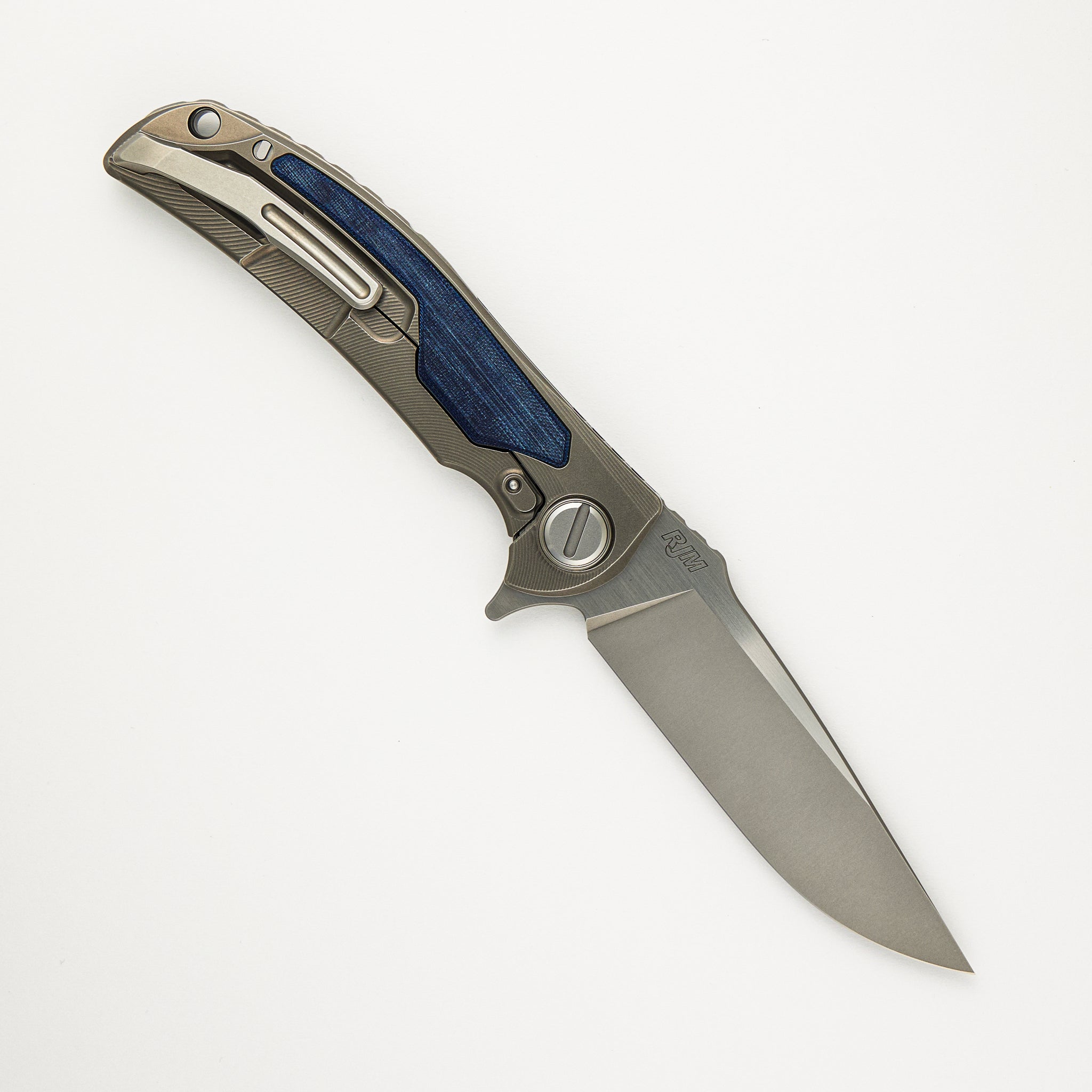 Shirogorov "Limited Edition" RJ Martin Design Denim Overkill - S90V Blade - Titanium Handle W/ Jeans Micarta Inlays - SRRBS