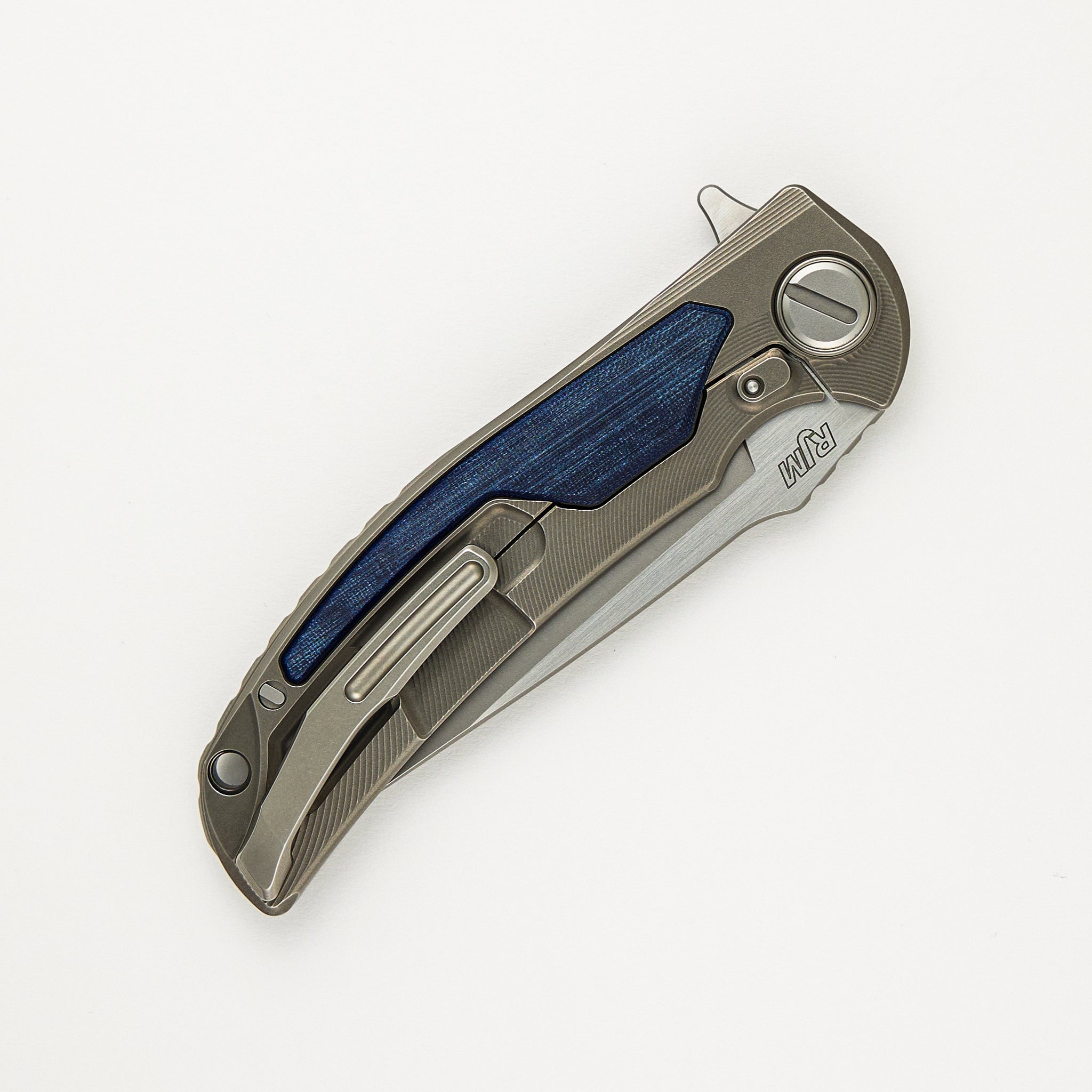 Shirogorov "Limited Edition" RJ Martin Design Denim Overkill - S90V Blade - Titanium Handle W/ Jeans Micarta Inlays - SRRBS