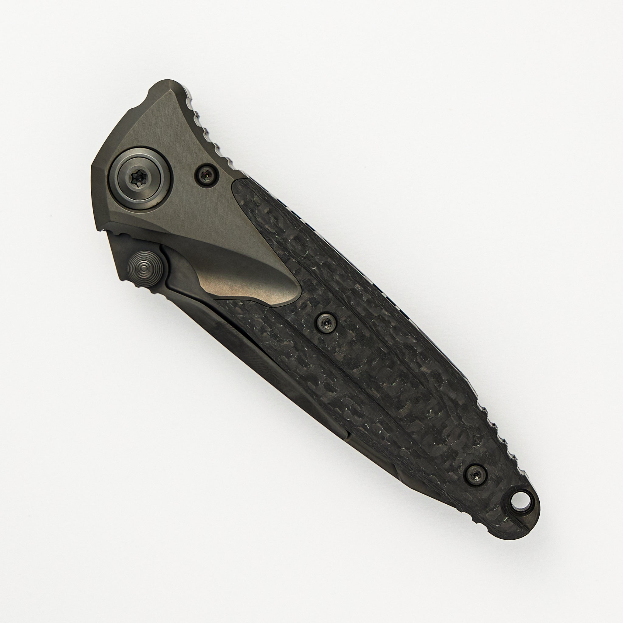 Microtech Socom Bravo T/E Signature Series DLC Standard Carbon Fiber Scales 261-1 DLCTCFTIS