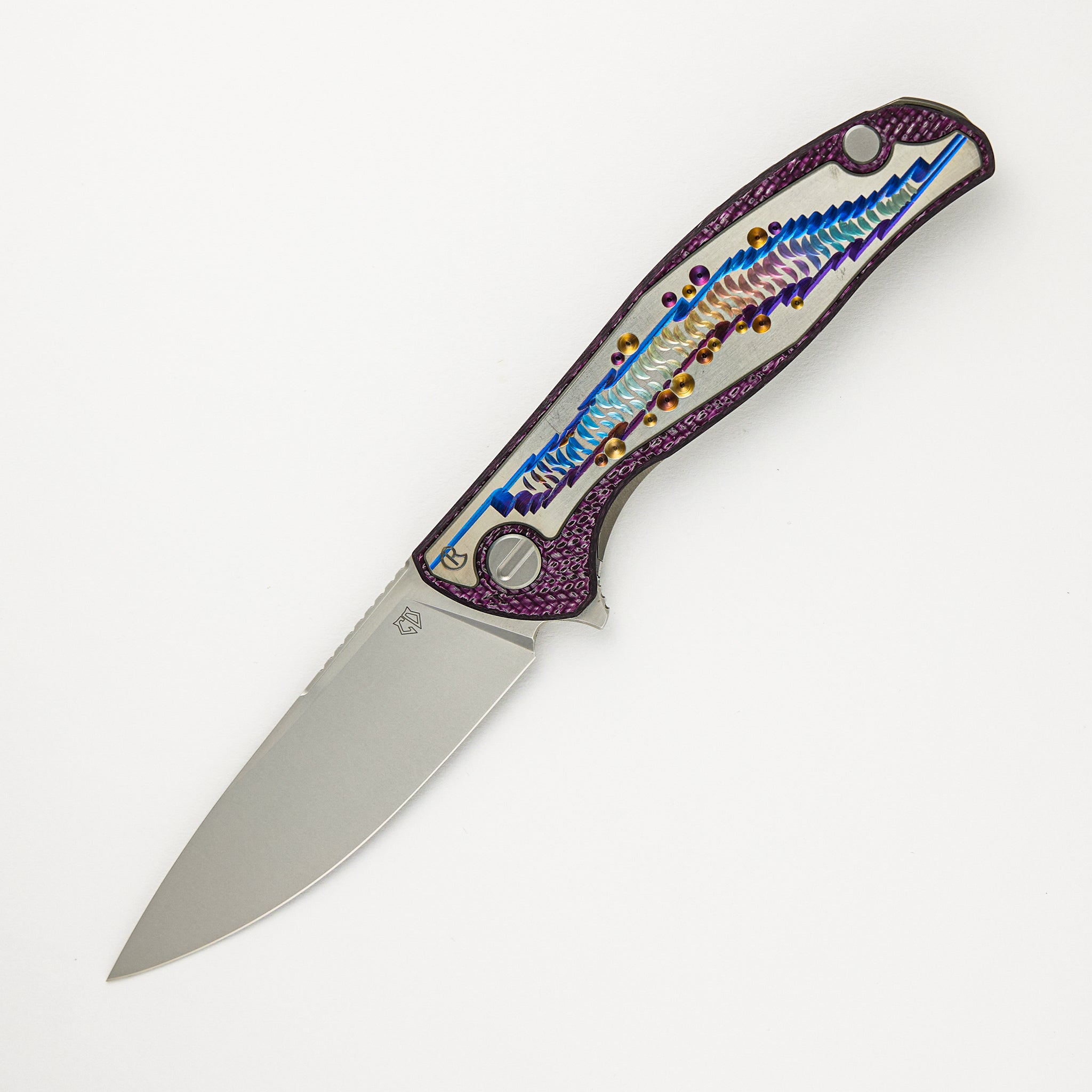 Shirogorov UniHati F95 Unique Graphic Custom Division - Titanium/Violet Alutex Handle - Vanax 37 Blade - RBS