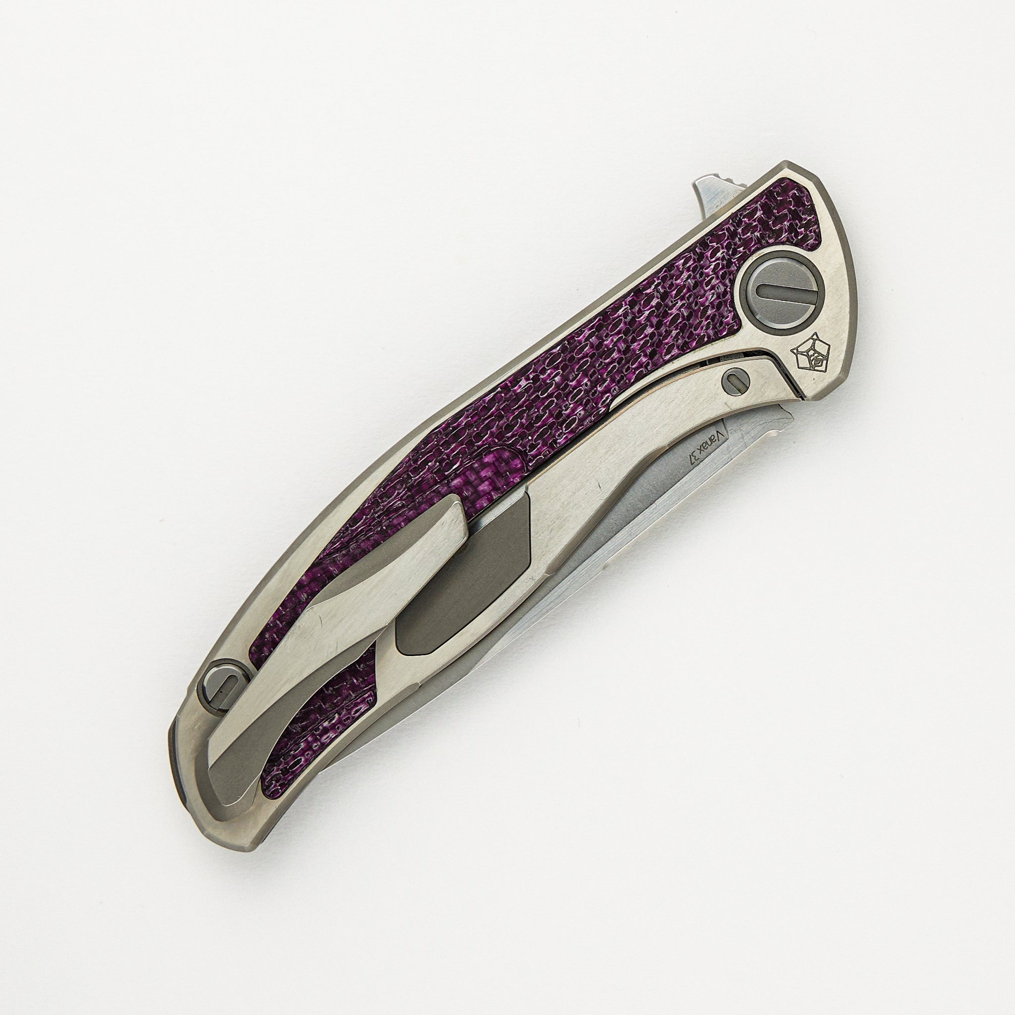 Shirogorov UniHati F95 Unique Graphic Custom Division - Titanium/Violet Alutex Handle - Vanax 37 Blade - RBS