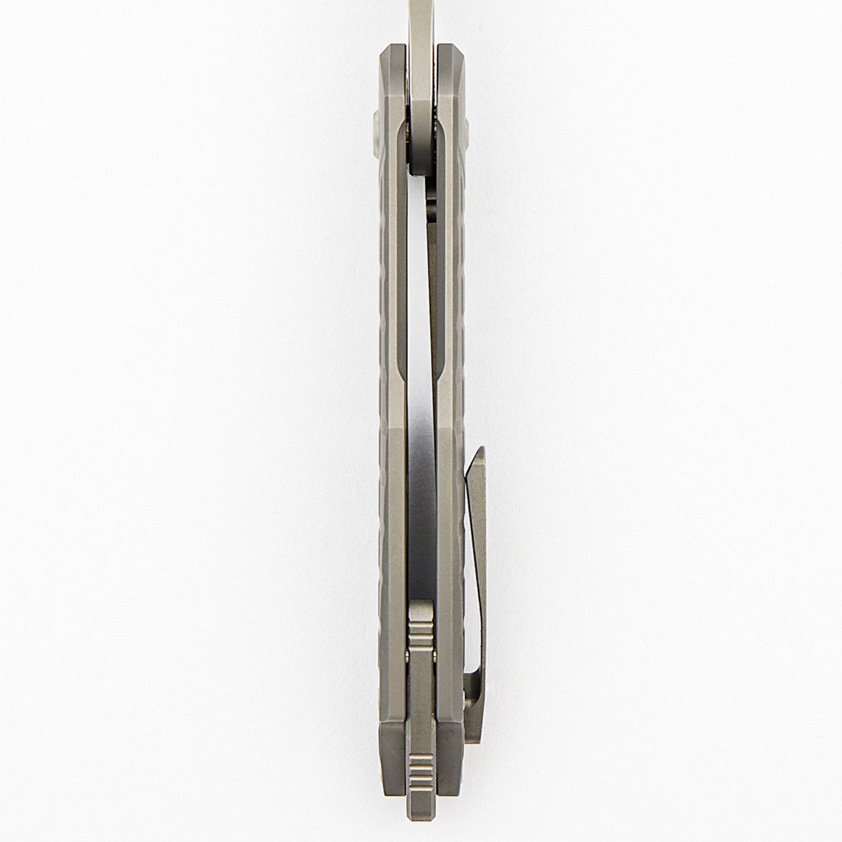 Mini Arius - Non Flipper - Frag Patterned Titanium Handle - Silver Hardware -  Burnished W/ Polished Flats M390 Blade