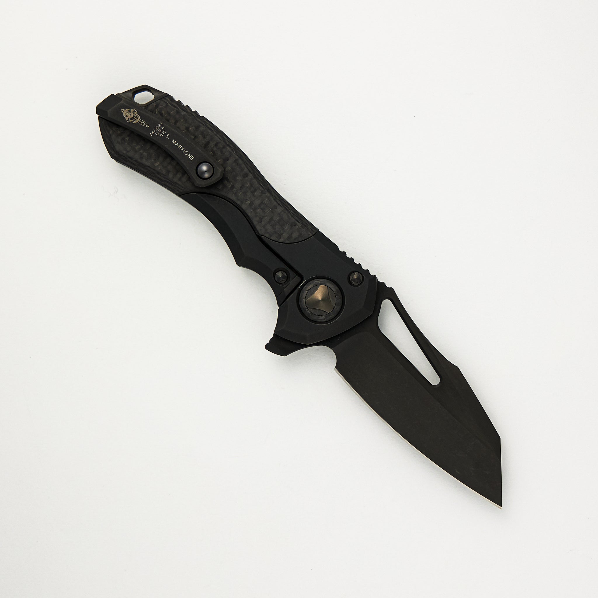 Marfione Custom Knives Protocol - Wharncliffe - CTS-204P Blade - DLC Apocalyptic Titanium and Carbon Fiber Handle - S/N 010