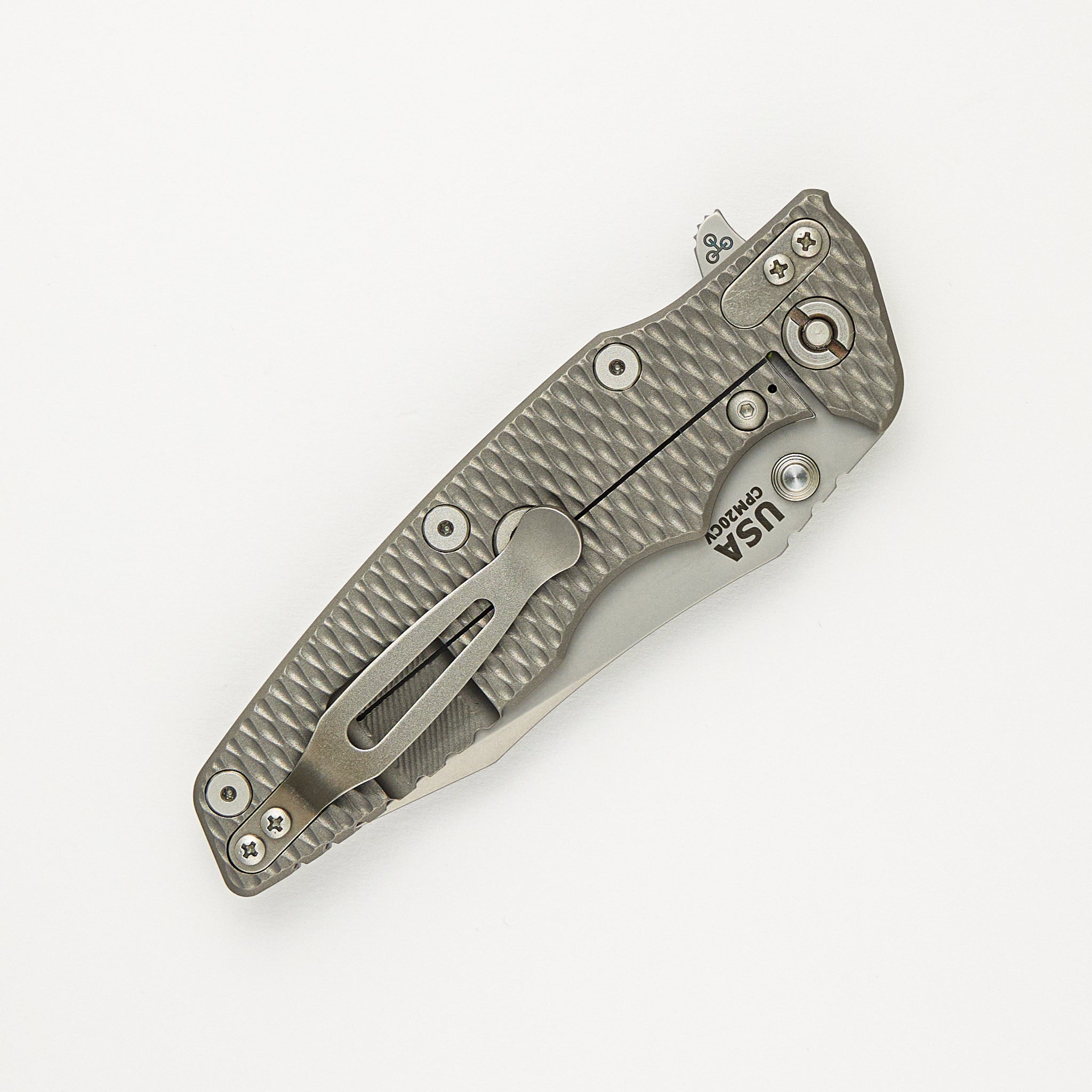 Hinderer Knives Eklipse 3.5" - Tanto CPM 20CV Blade - Tri-Way - Bead Blast - Textured Titanium Handle