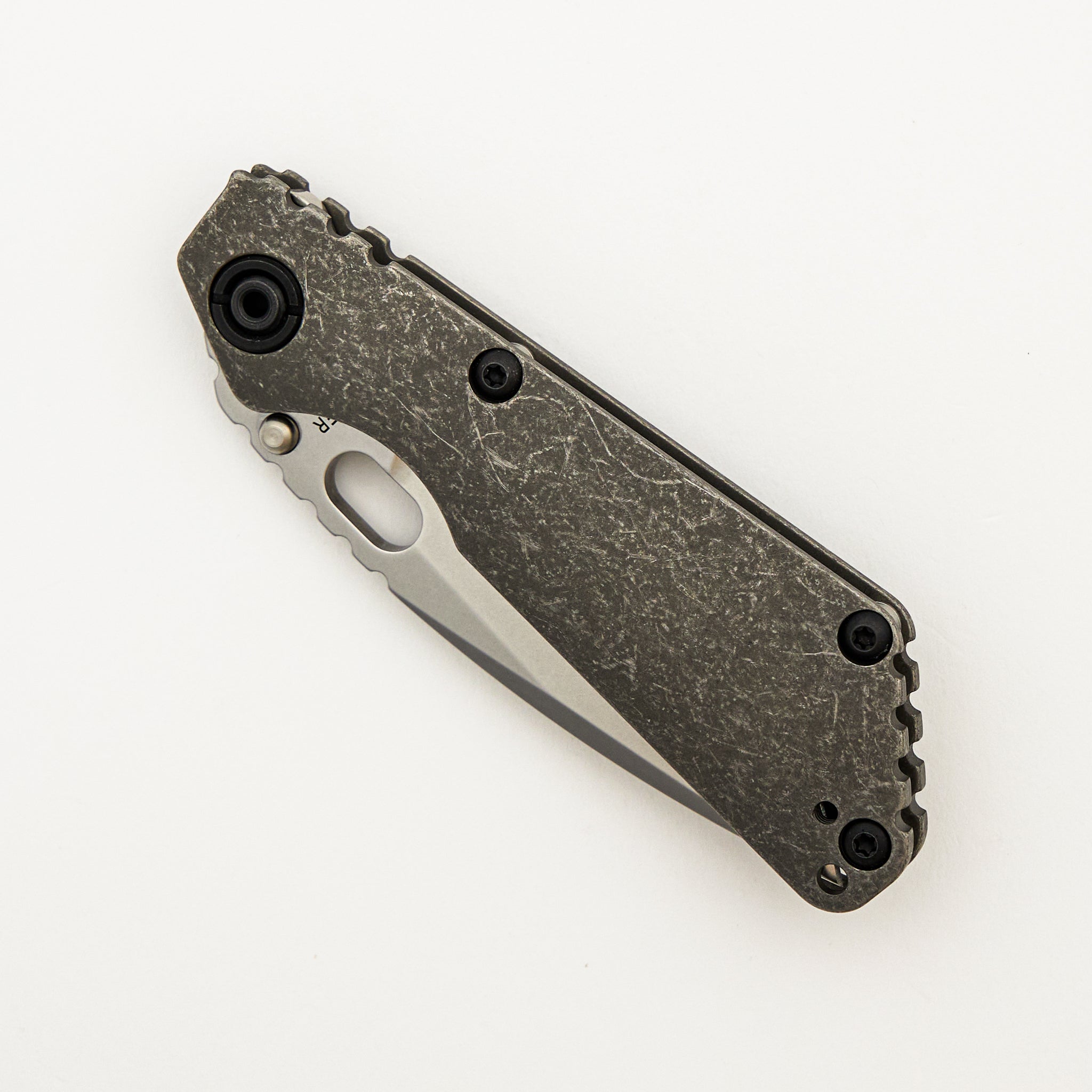 SNG - Drop Point MagnaCut Blade - Distressed Titanium Handle
