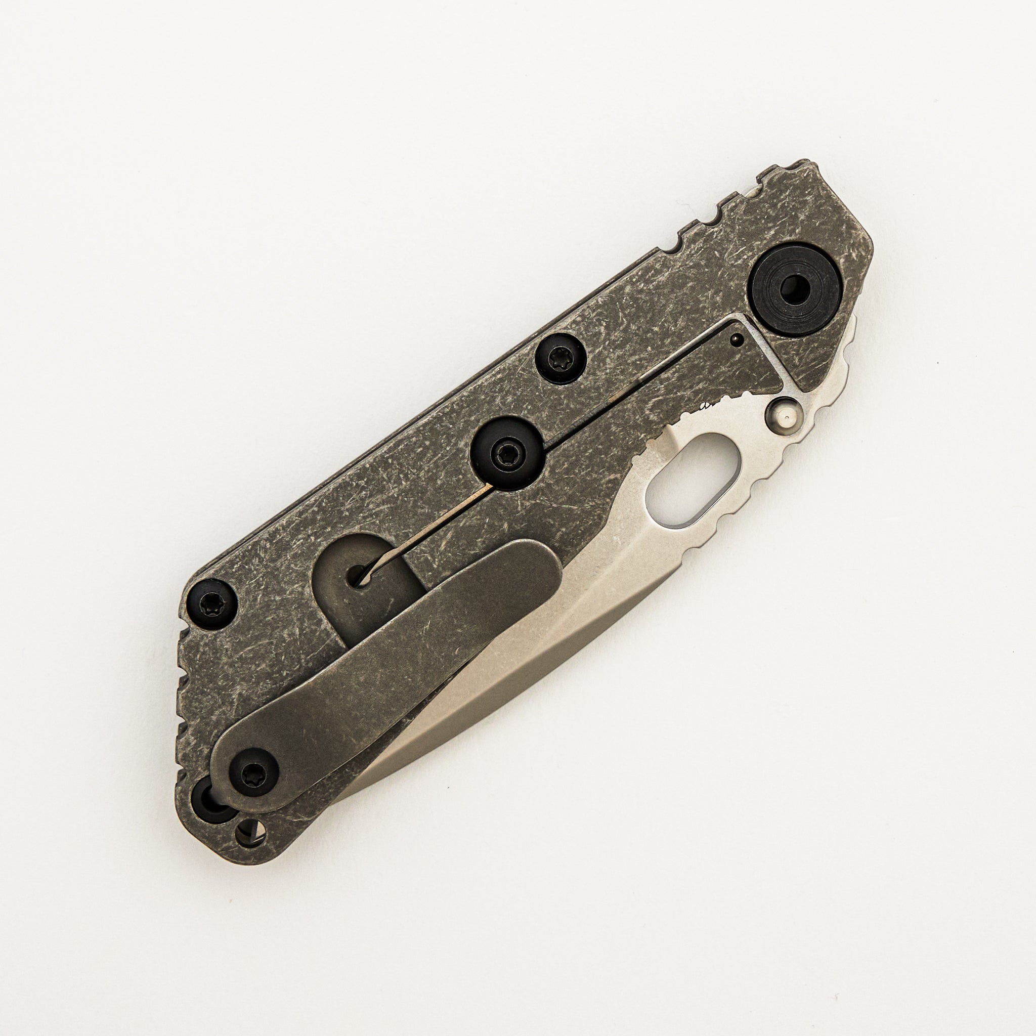 SNG - Drop Point MagnaCut Blade - Distressed Titanium Handle