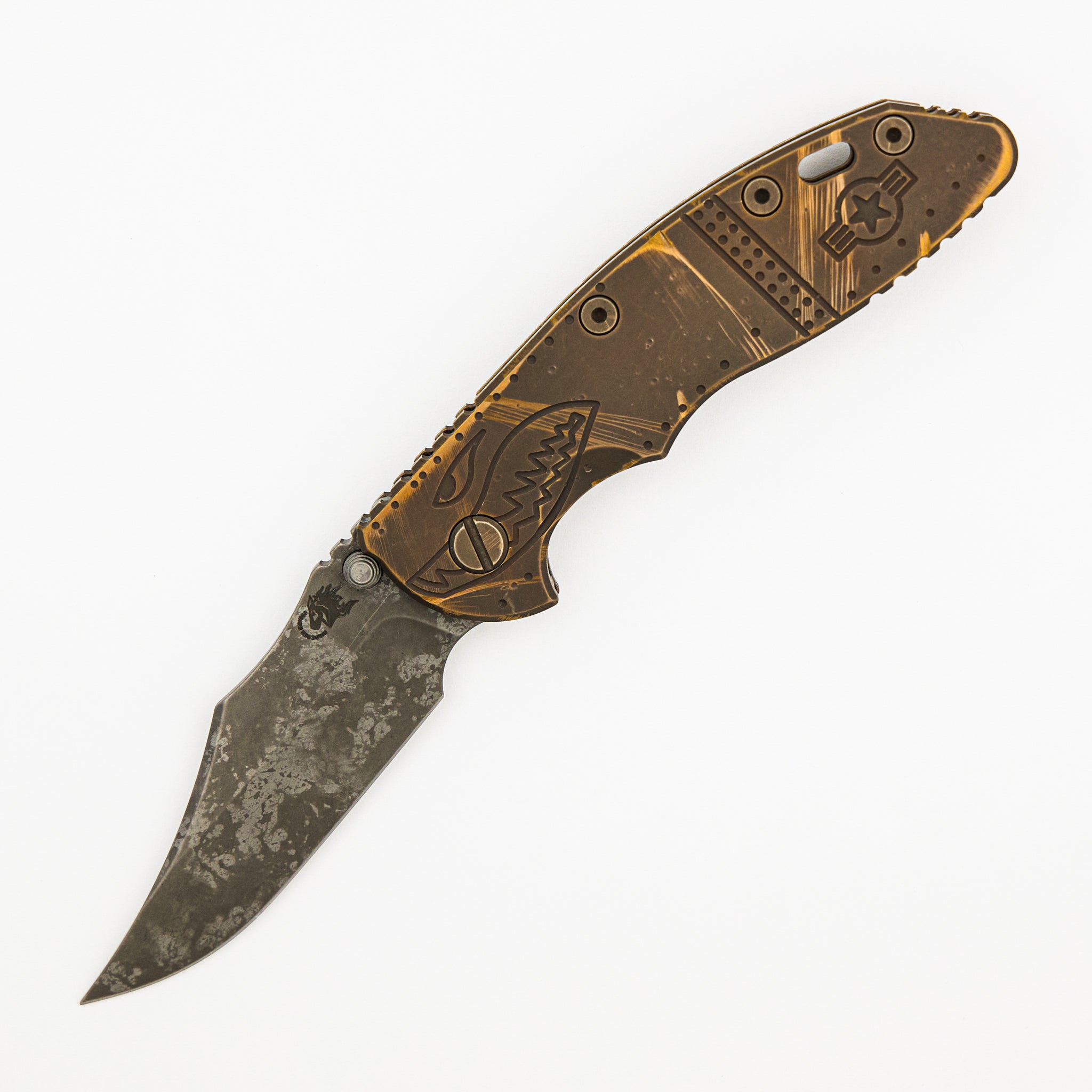 XM-18 3.5″ - MagnaCut Bowie - Non-Flipper - Tri-Way - BFPU - Ti Warthog Scale - Bronze